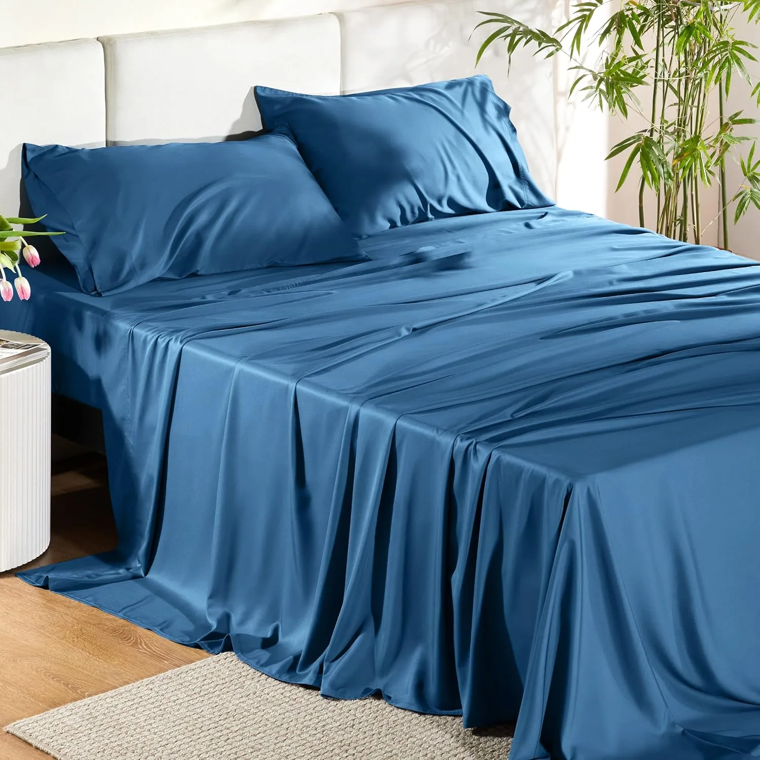 Bedsure PureWoven 100% Rayon Derived from Bamboo, Full Size Sheets, 4 PCS