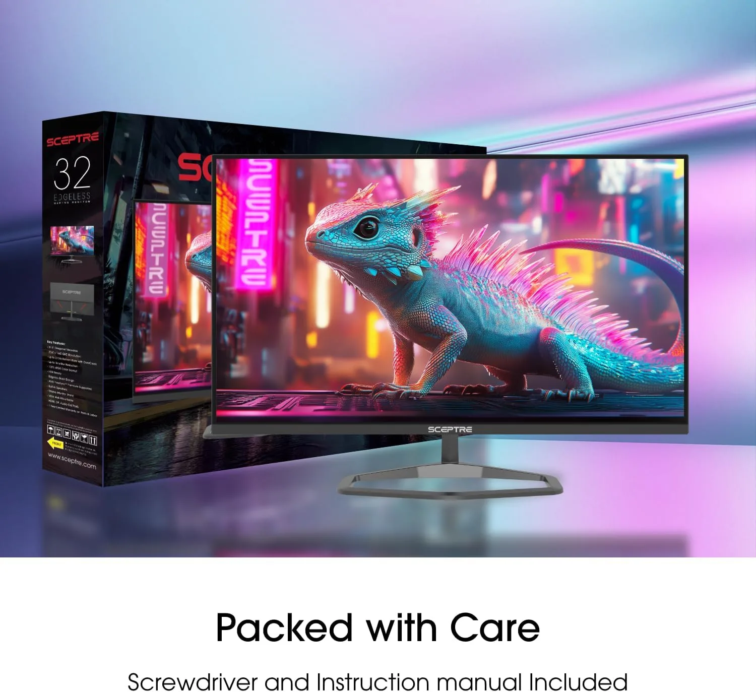 Sceptre New 32-inch 2K QHD 2560 x 1440 Prime Gaming Monitor up to 210Hz USB Type-C DisplayPort HDMI sRGB 115% 1ms Build-in Speakers, Machine Black 2026 ((E325B-QW200D Series)
