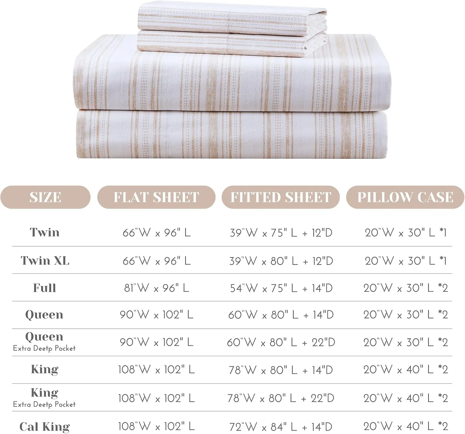 Comfort Spaces 100% Cotton Percale Sheet Set Queen 4 Pcs, Good Vibes Taupe