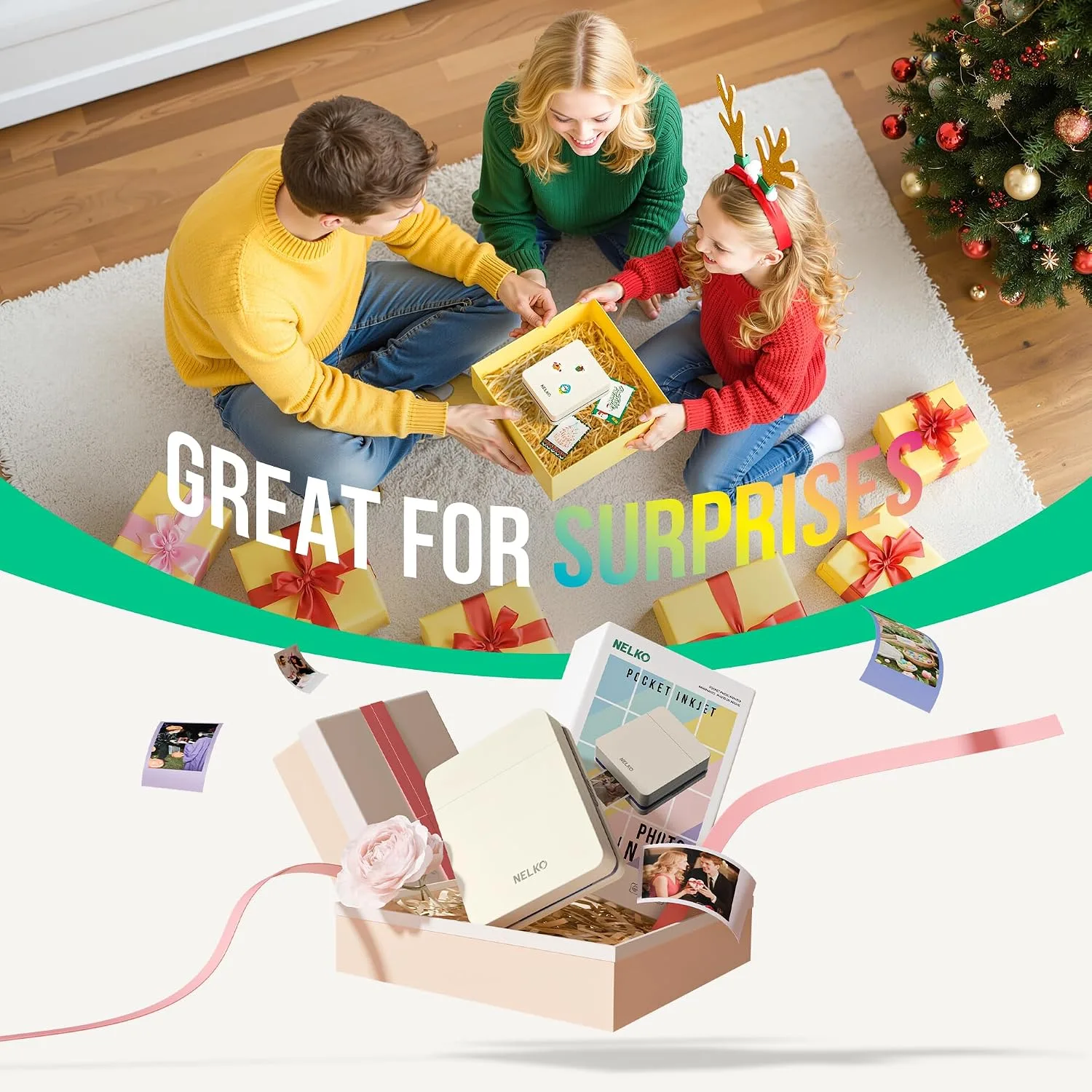 Nelko PP01 Photo Printer, 2x3 Portable Photo Printer, Mini Printer, Milky