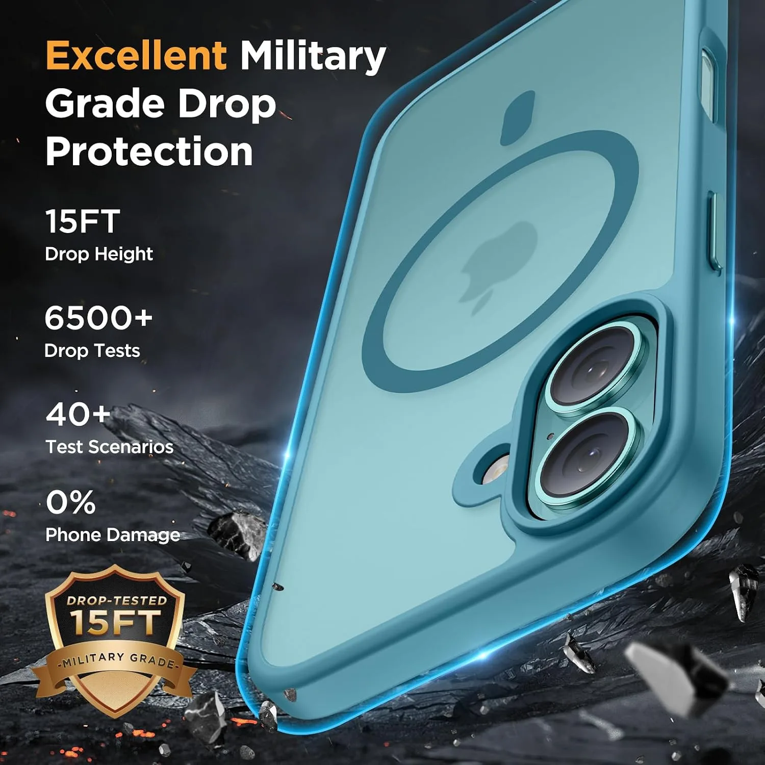 Miracase Magnetic Series for iPhone 16 Case [Compatible with MagSafe] Military-Grade Protection, Anti-Fingerprint, Slim Phone Case for iPhone 16 6.1 inch - Teal