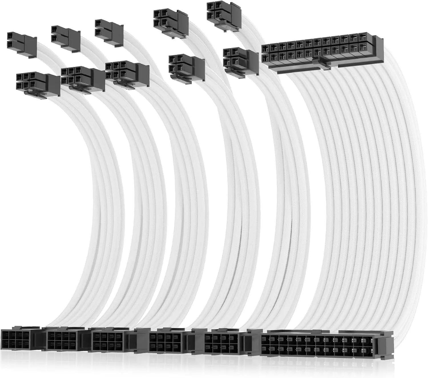 Cable Extensor para Fuente de Poder AsiaHorse 16AWG Kit Dual EPS Blanco 30cm
