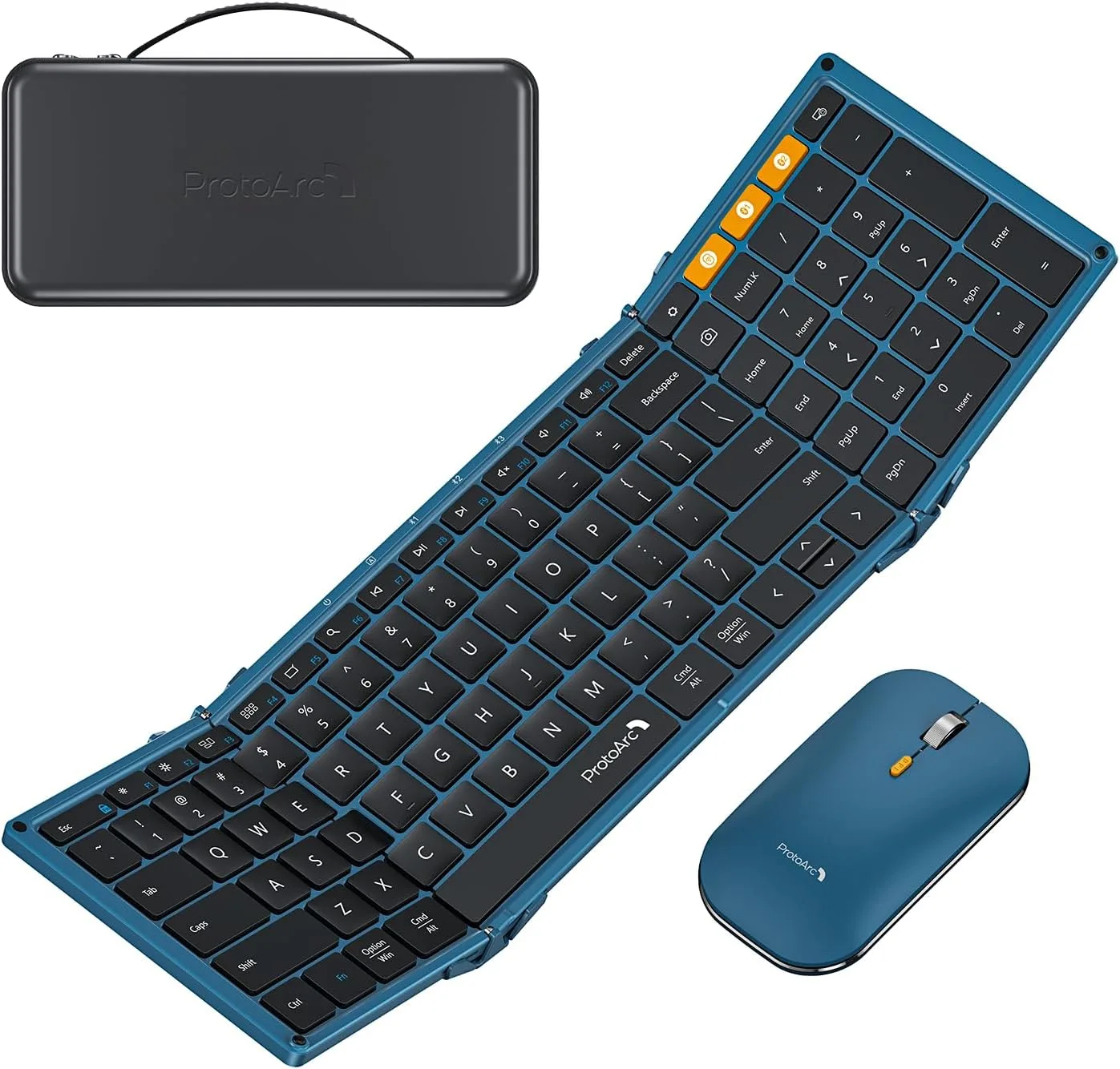 ProtoArc XKM01 Full-Size Foldable Keyboard Mouse Combo for Travel, Blue