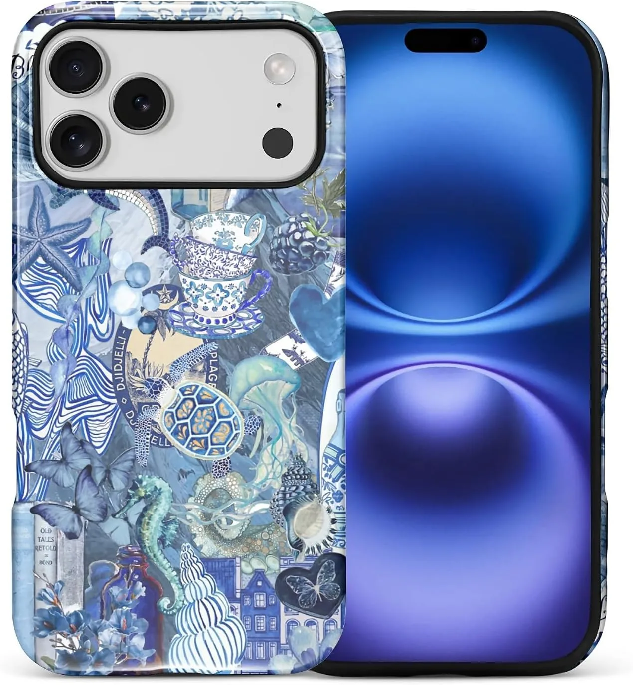 DAIZAG Case for iPhone 17 Pro Max,Mixed 2 Layer Design Shockproof Soft TPU Ddouble Protection Phone Case for iPhone 17 Pro Max-Blue Book Sea Life World