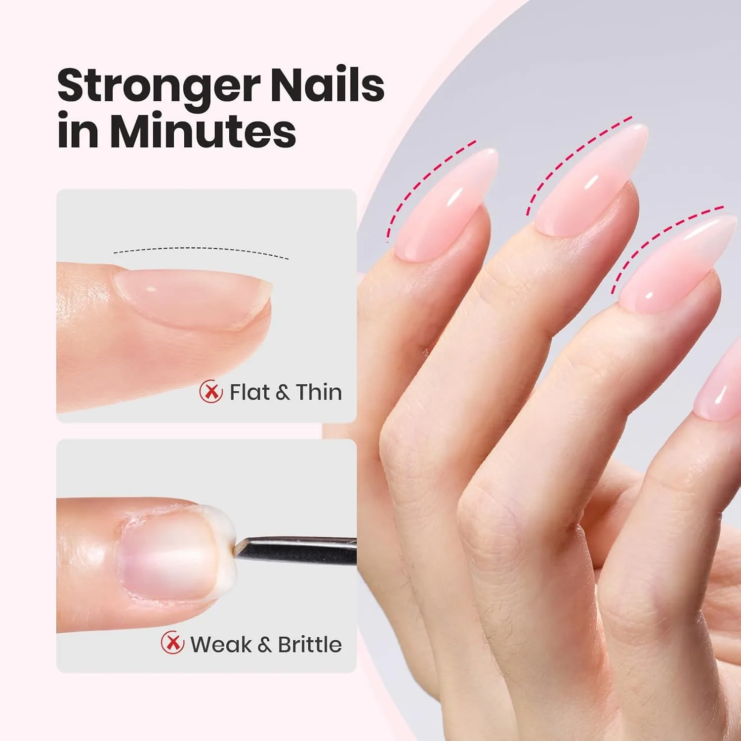 Beetles Builder Gel Nail Kit, Clear Pink with Base Top Coat and Nail Tips