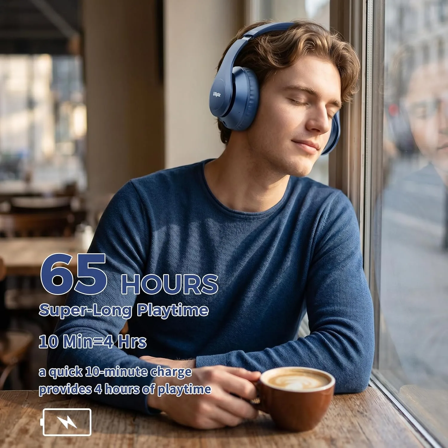 Uliptz Bluetooth Headphones Over Ear, Wireless HiFi Stereo Foldable Headset
