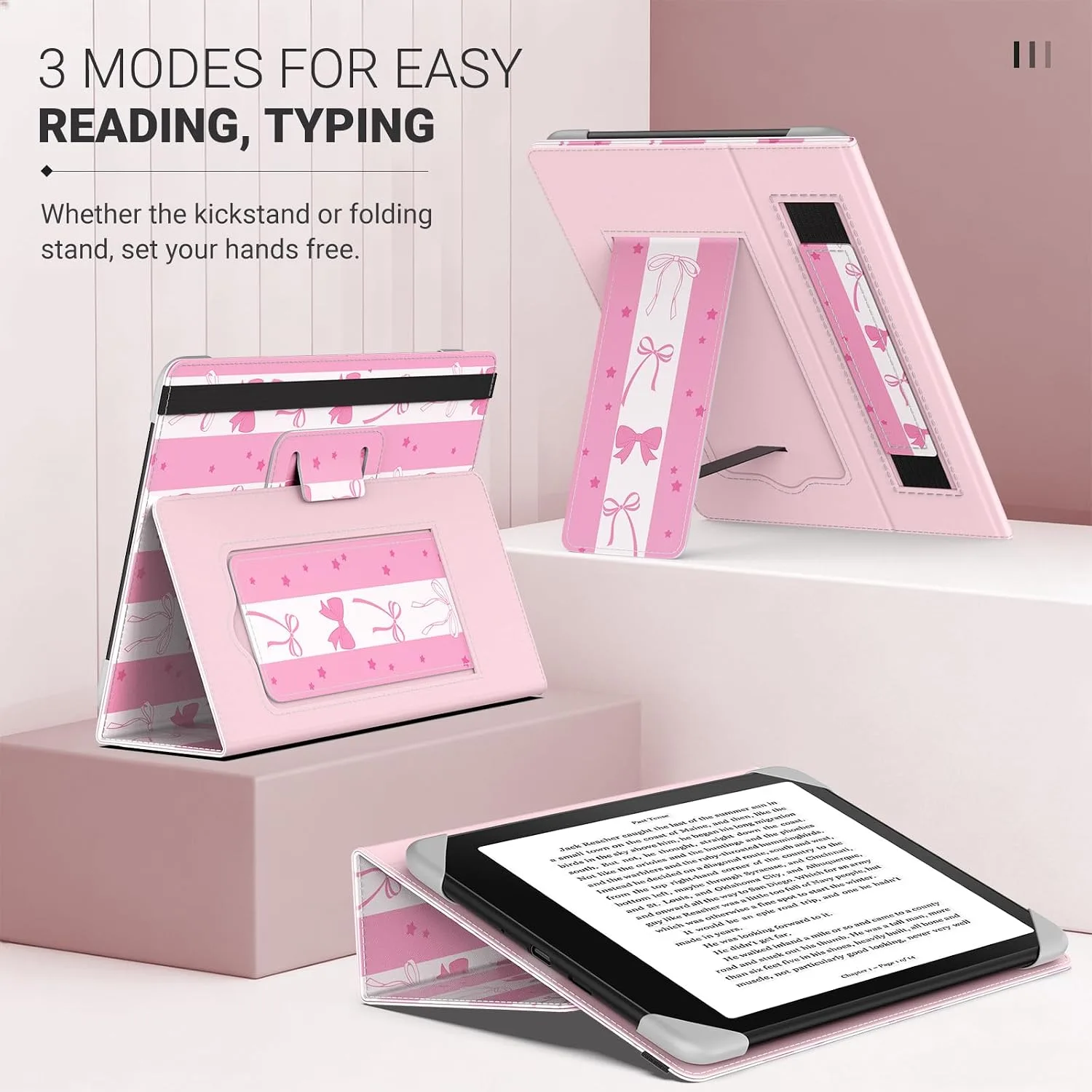 MoKo Universal Case for 6.8,7 Inch Paperwhite eReaders&Tablets, Pink Bow