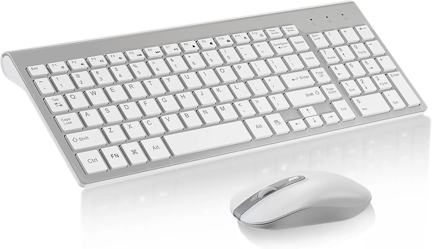 cimetech Wireless Keyboard and Mouse Combo - Silver White