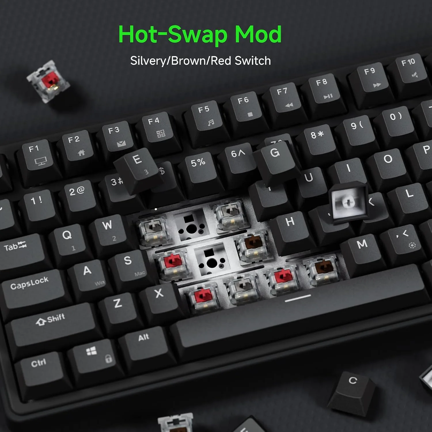 RK ROYAL KLUDGE R75 Wired Mechanical Gaming Keyboard, 75% Hot-Swap Mechanical Keyboard Volume Knob, Soft Pre-lubed Tactile Brown Switch