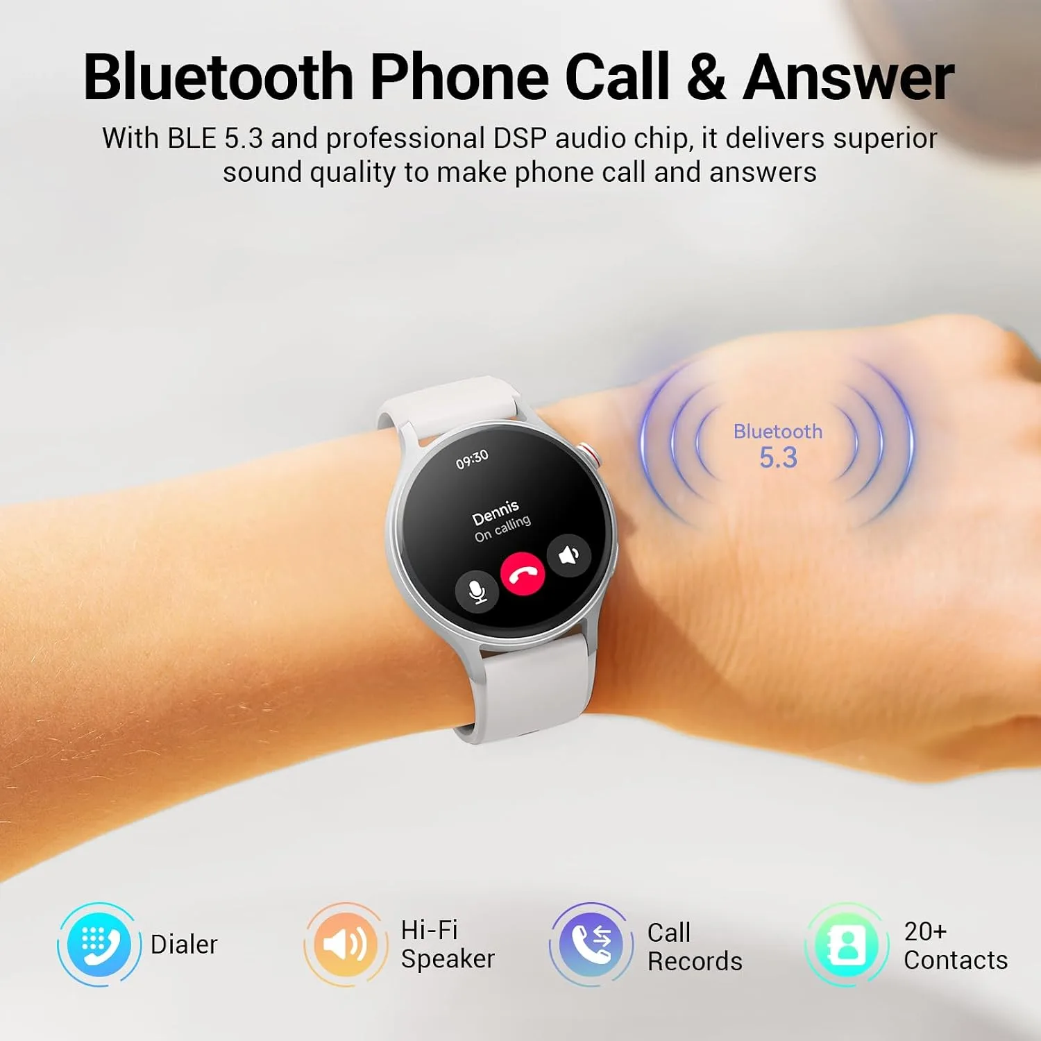 Fitpolo Smart Watch for Men Women,1.32" AMOLED Fitness Tracker (Bone White)