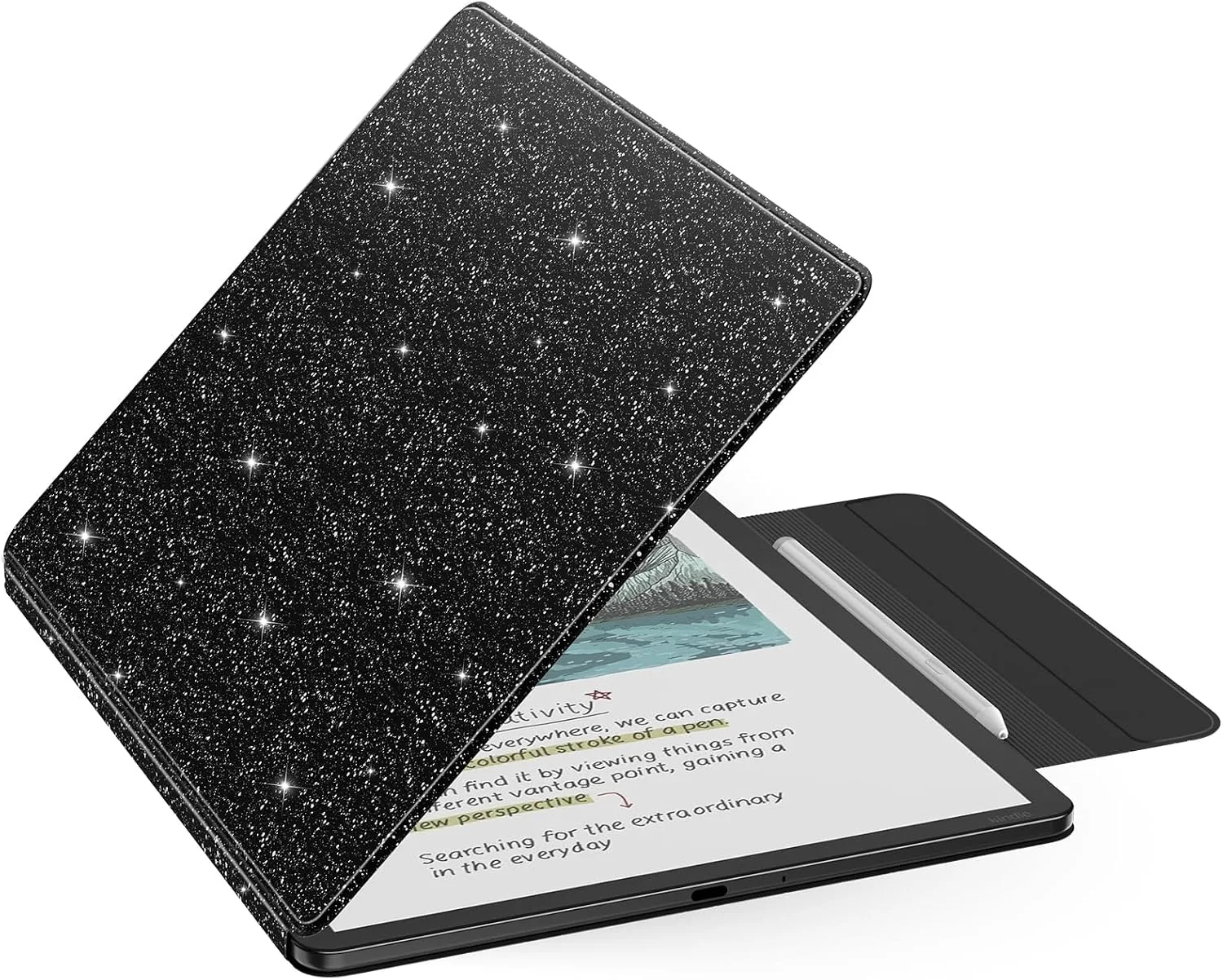 MoKo Case for 11" Kindle Scribe 3rd & Colorsoft 1st,Black Glitt
