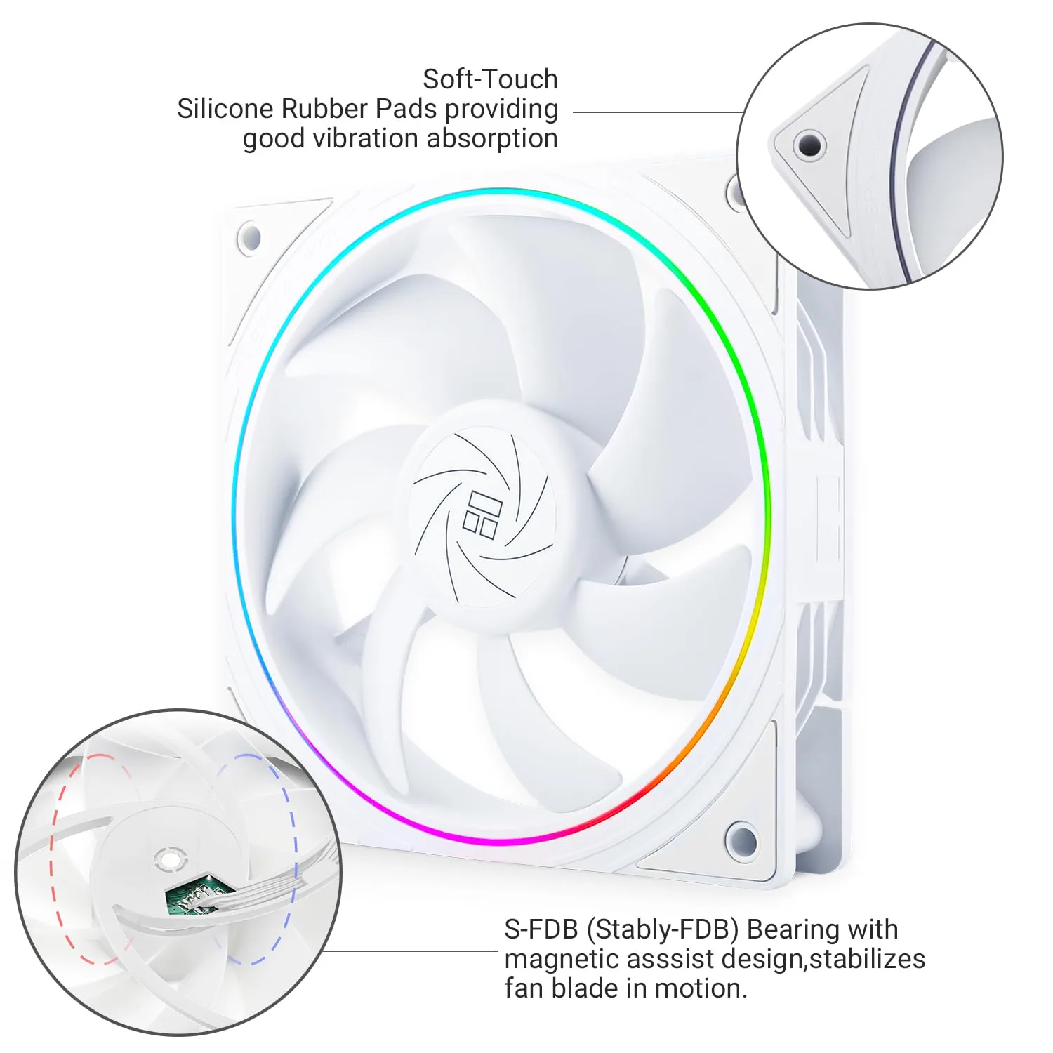 Thermalright TL-S12W X3 CPU Fan 120mm Case Cooler Fan Comes with ARGB Lighting Effect,PC PWM Silent Computer Fan with 1500RPM Speed, CPU Cooling Fan White（3-Pack）