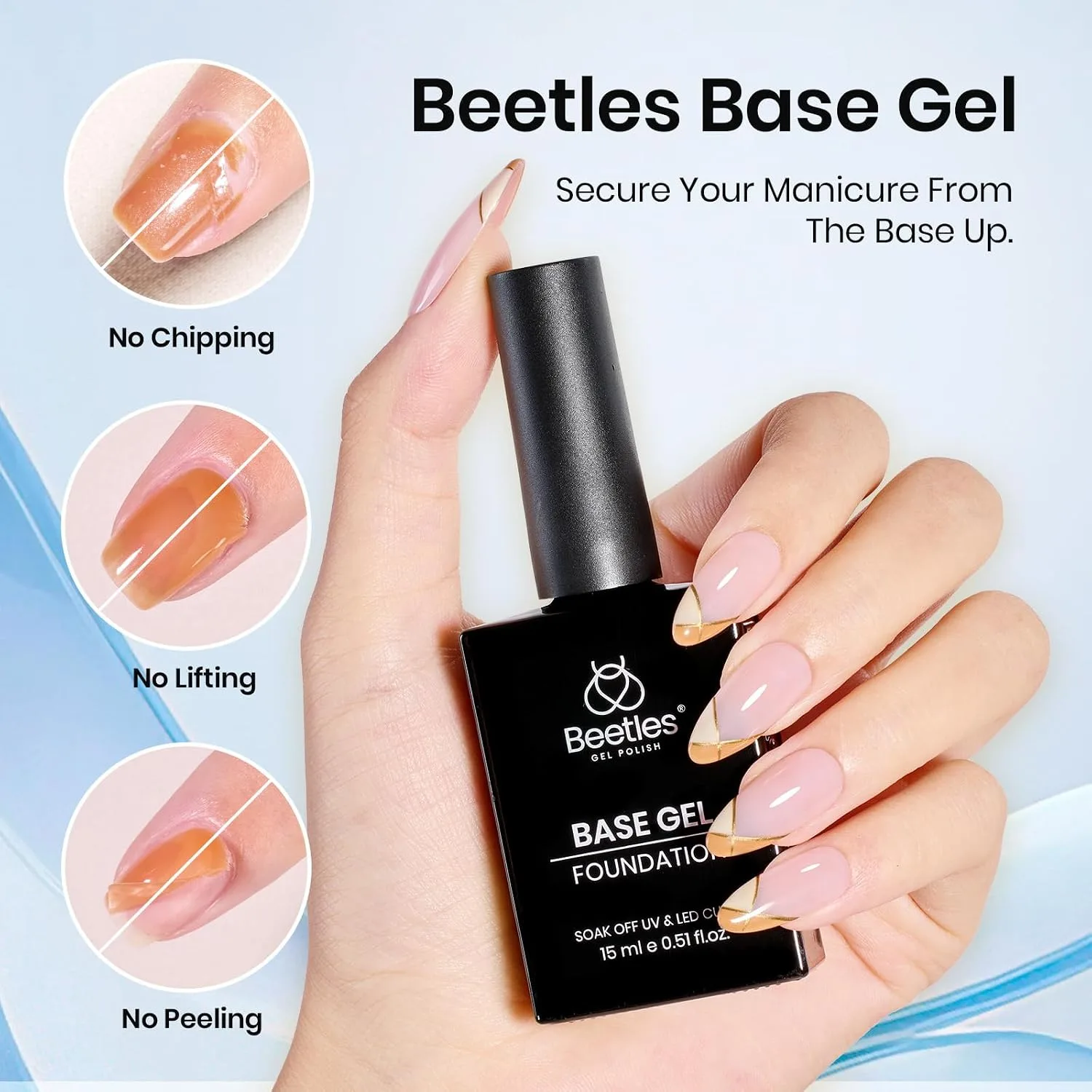 Beetles Gel Base and Top Coat with Nail Dehydrator and Primer 4Pcs 15ml