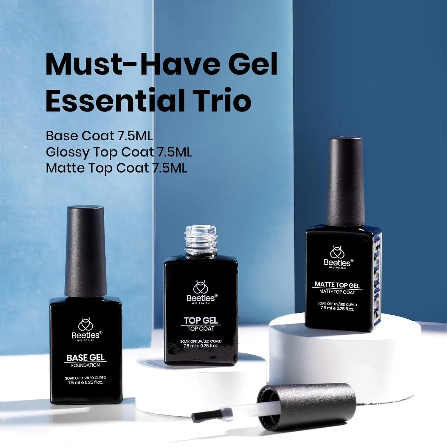 Beetles Gel Top Coat Matte Top and Base Coat Set 3 Pcs 7.5ml