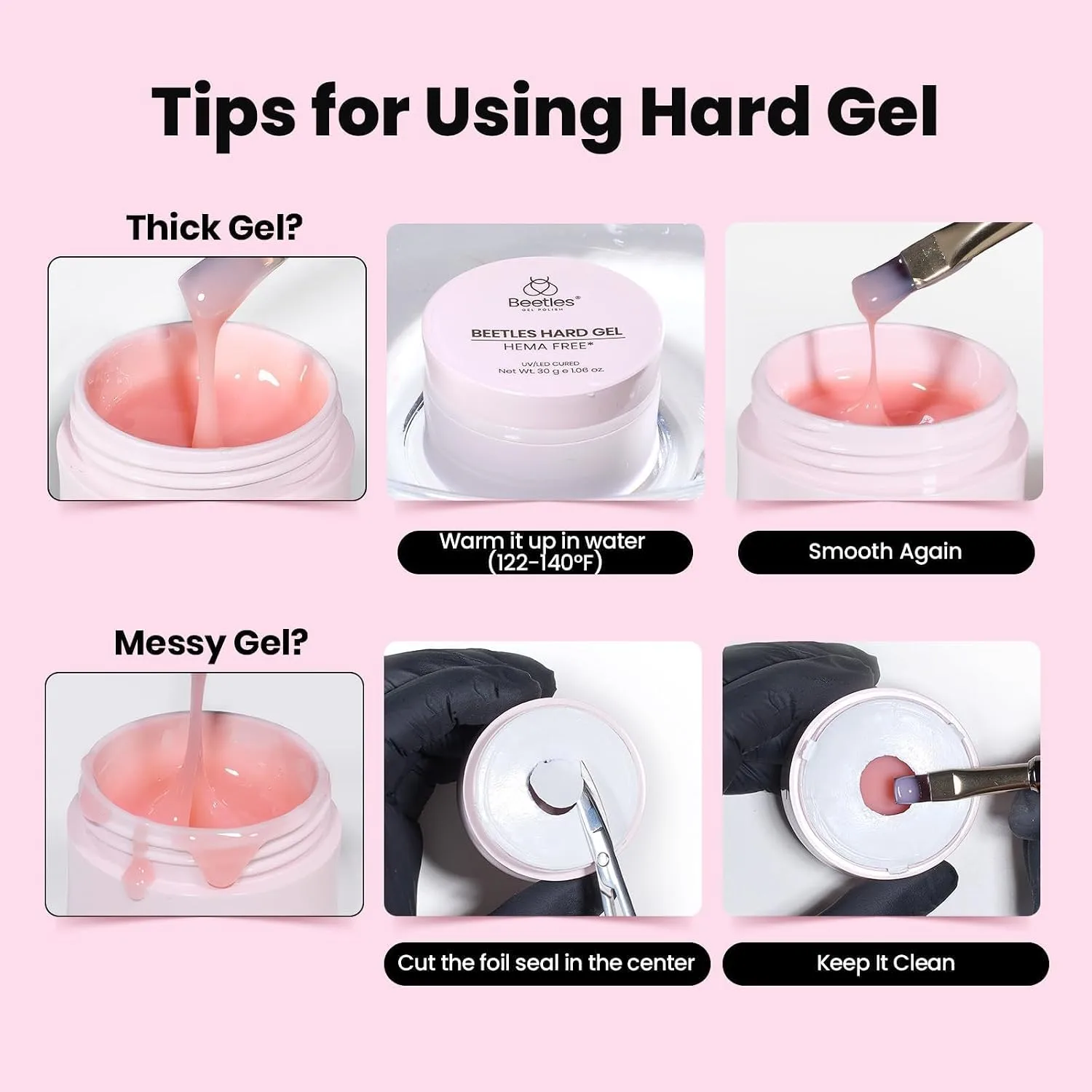 Beetles Hard Gel HEMA-Free, 1 oz 9 in 1 Clear Builder Nails Gel