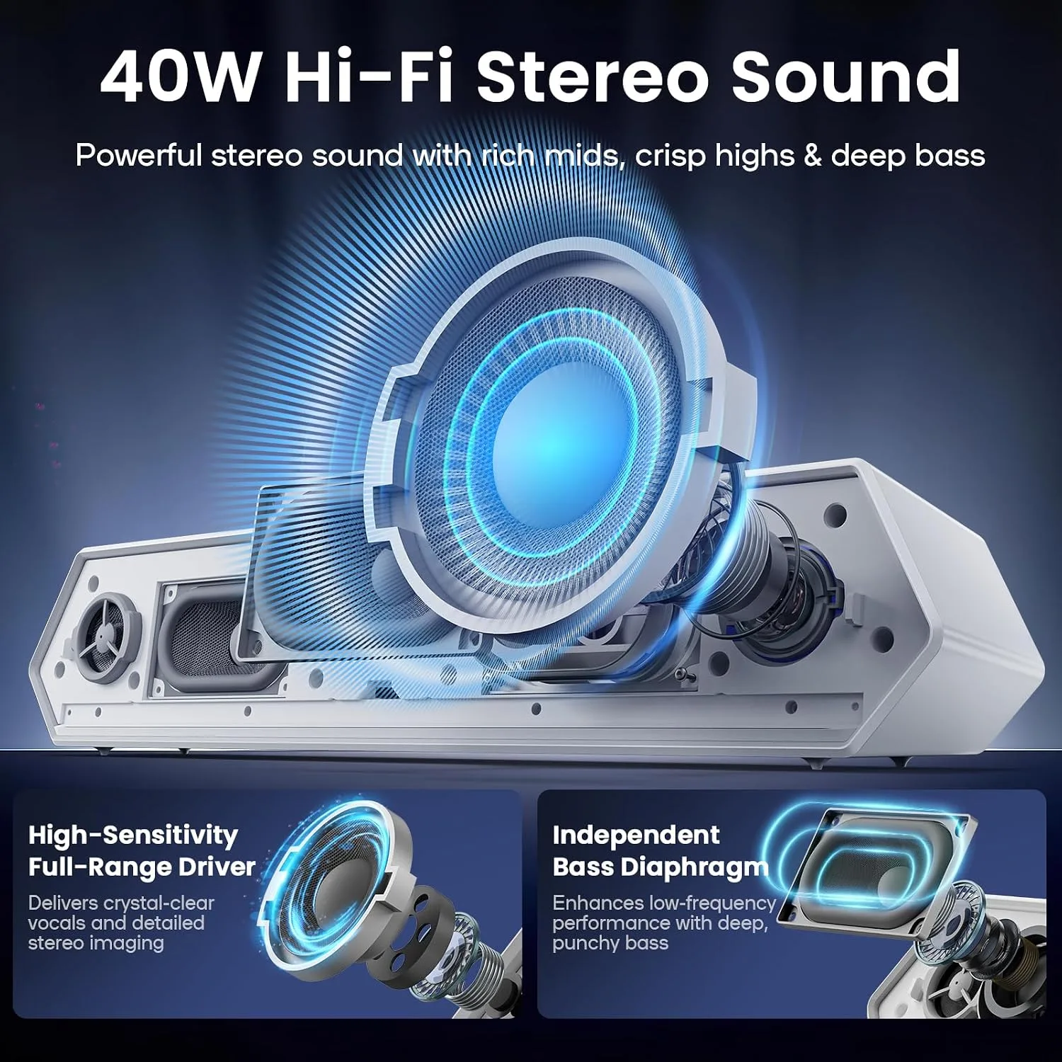 Deeyaple Computer Speakers, 40W PC Speakers for Desktop Monitor BT5.3