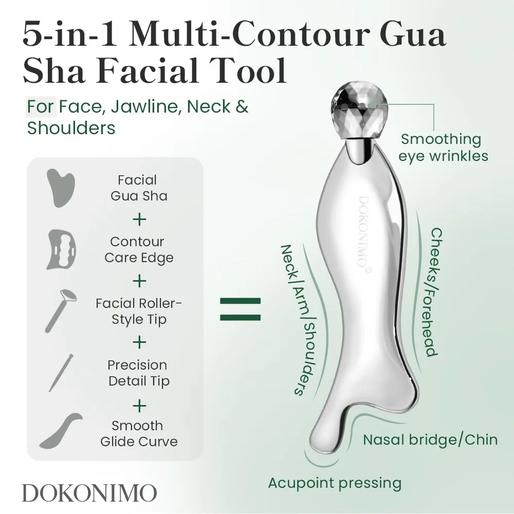 FSA, HSA Eligible, 5-in-1 Multi-Contour Gua Sha Facial Tool