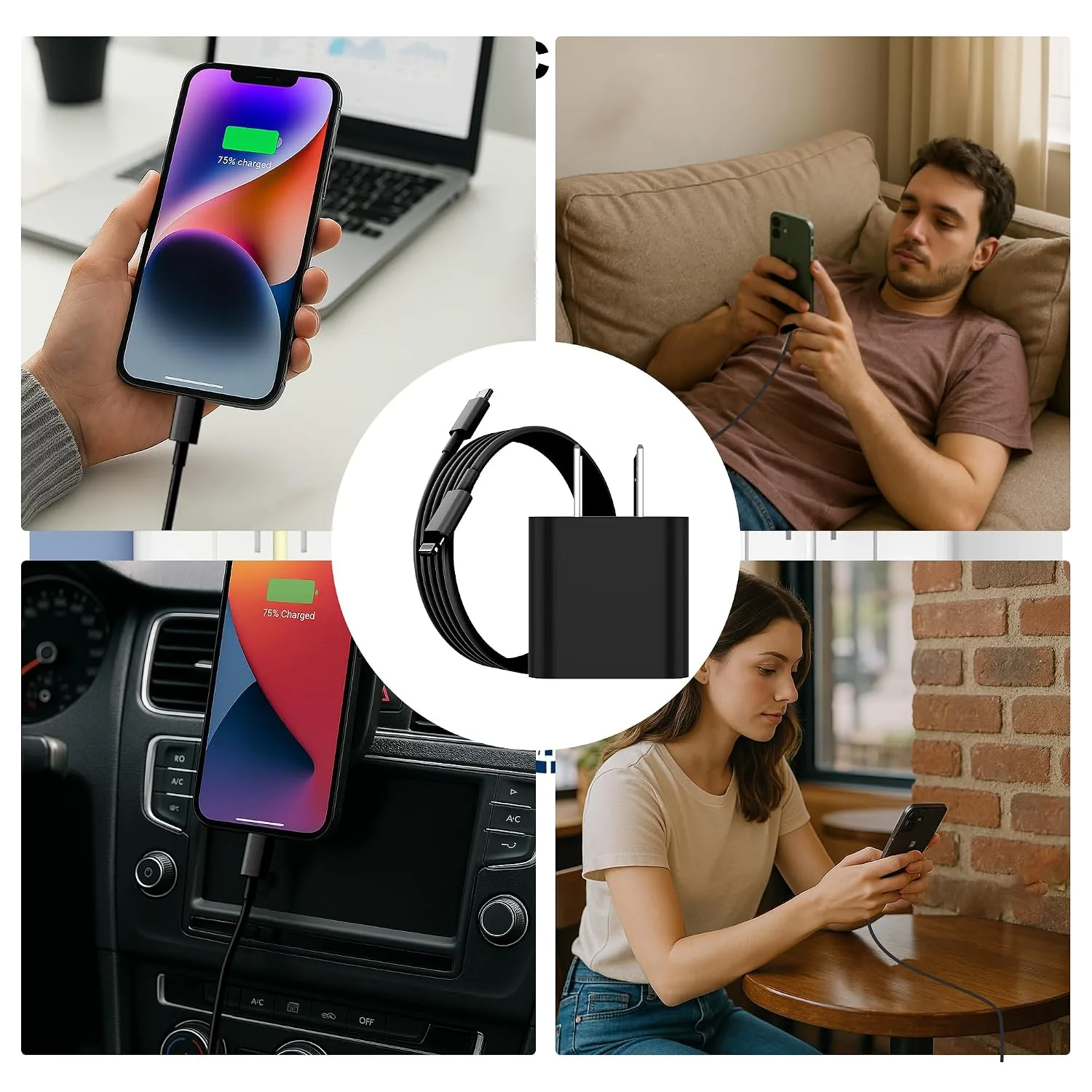 iPhone Charger Fast Charger,USB C Charger 4 Pack, 6FT Lightning Cable