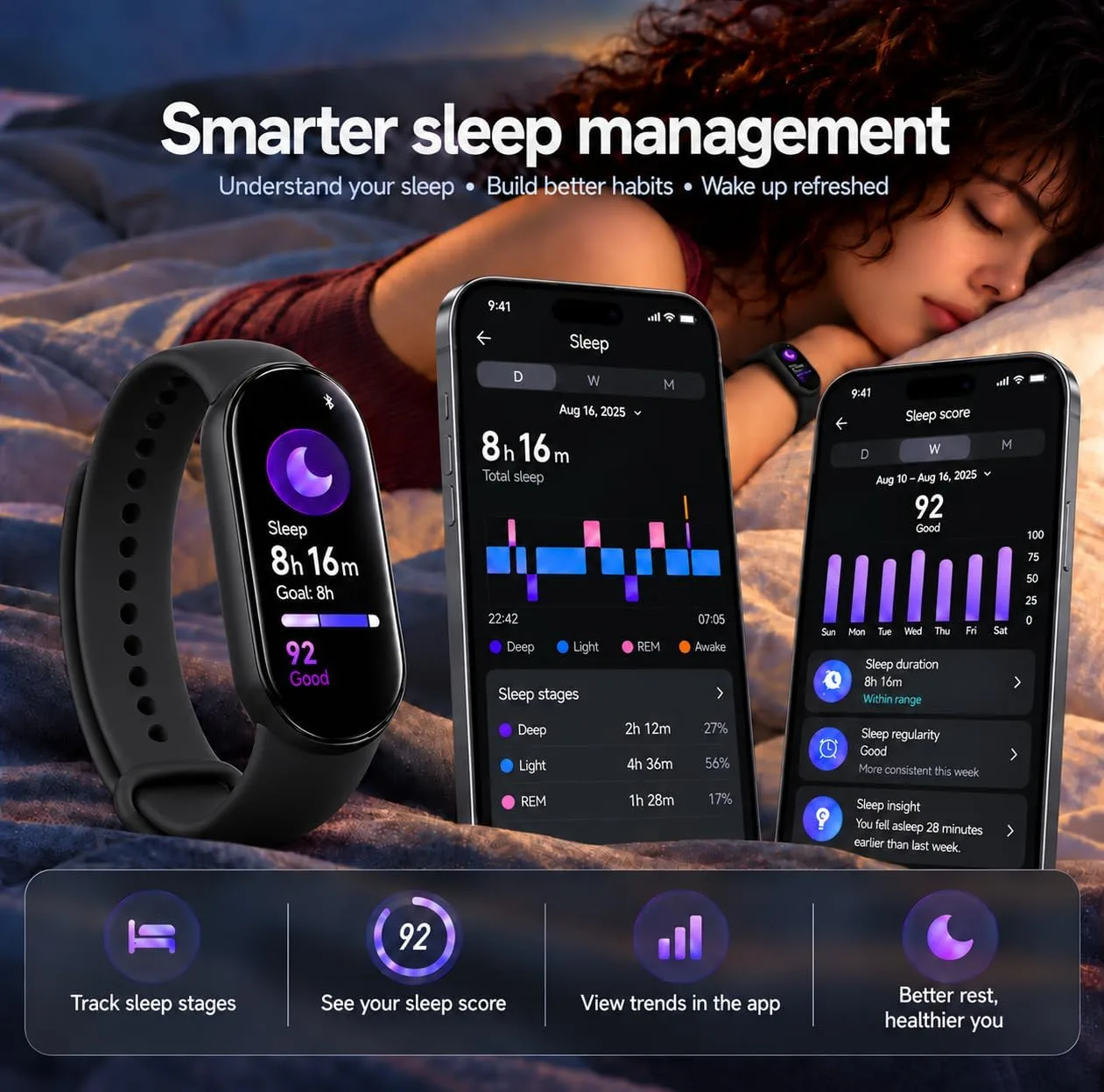 Xiaomi Smart Band 11 (2026) Fitness Tracker Black, 1.72" AMOLED Screen, 5ATM Waterproof, Heart Rate & SpO2Monitor, Sleep HRV, 150+ Sports Modes, 21-Day Battery, Android & iOS Compatible