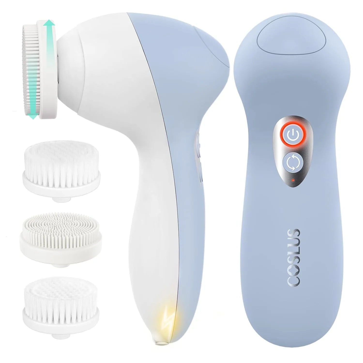 COSLUS FBX04 Facial Cleansing Brush Scrubber, 3-in-1 Bi‑Directional Spin