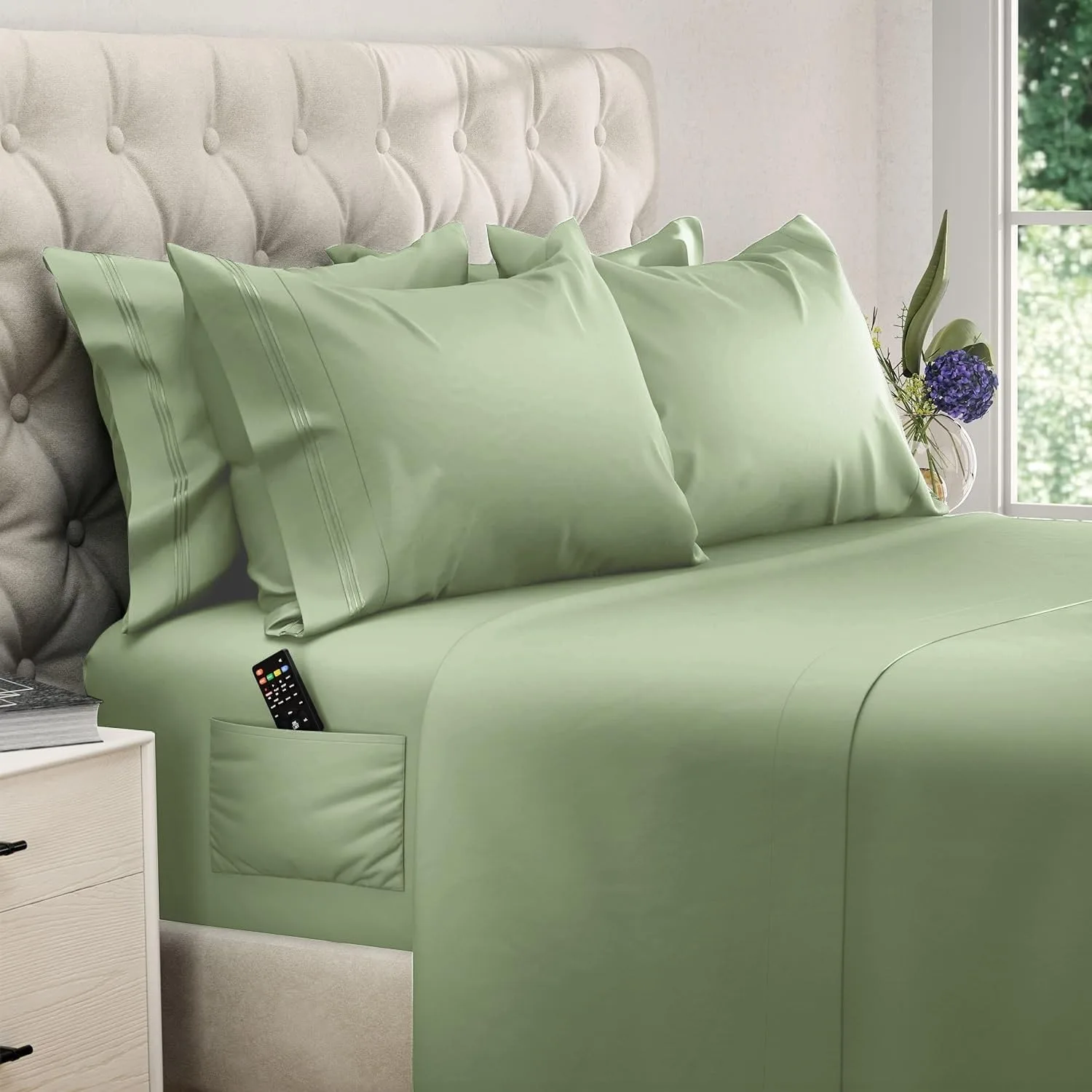 DREAMCARE King Size Sheets Set - 6 pcs Breathable Cooling Sheets King Size