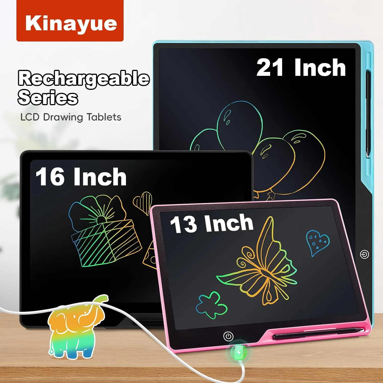 LCD Writing Tablet for Kids, Rechargeable 21 Inch Doodle Board,Easter Basket Stuffers,Preschool Learning Toys Christmas Birthday Gift 3 4 5 6 7 Year Old Girls Boys (Blue)