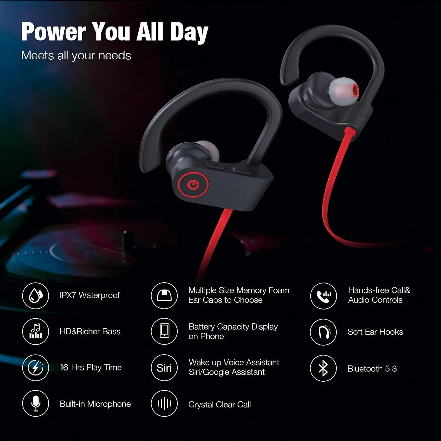 Boean Bluetooth Headphones, Wireless Running Headphones for Workout