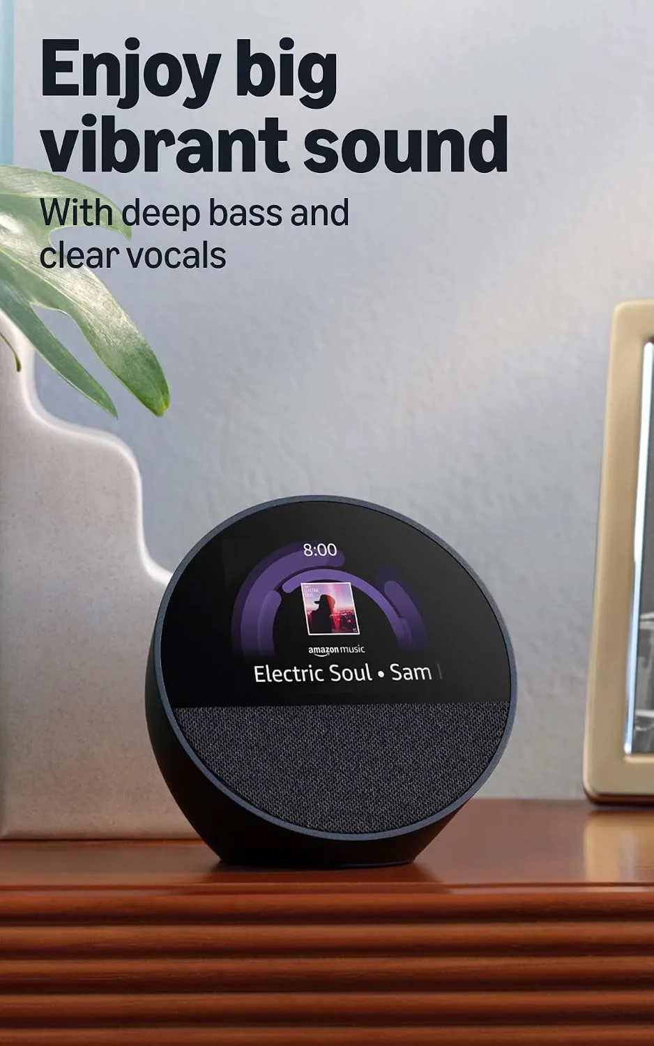 Amazon Echo Spot (newest model), Great for nightstands, offices and kitchens, Smart alarm clock, Designed for Alexa+, Glacier White