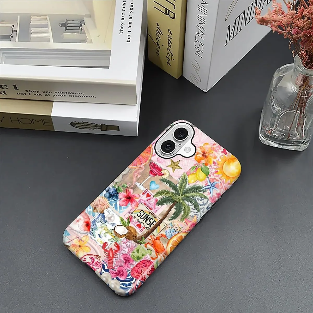 DAIZAG Case for iPhone 16 Plus,Mixed 2 Layer Design Shockproof Soft TPU Ddouble Protection Phone Case for iPhone 16 Plus-Aesthetic Summer Beach