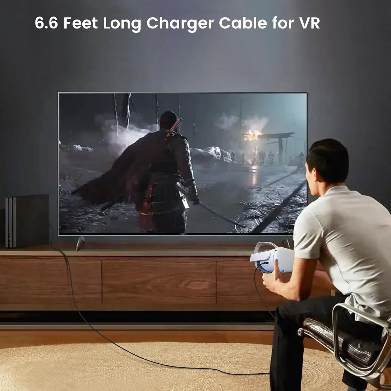 PD65W USB C Super Fast Charger for Meta Quest 3s & 3 & 2 VR Headsets, Black