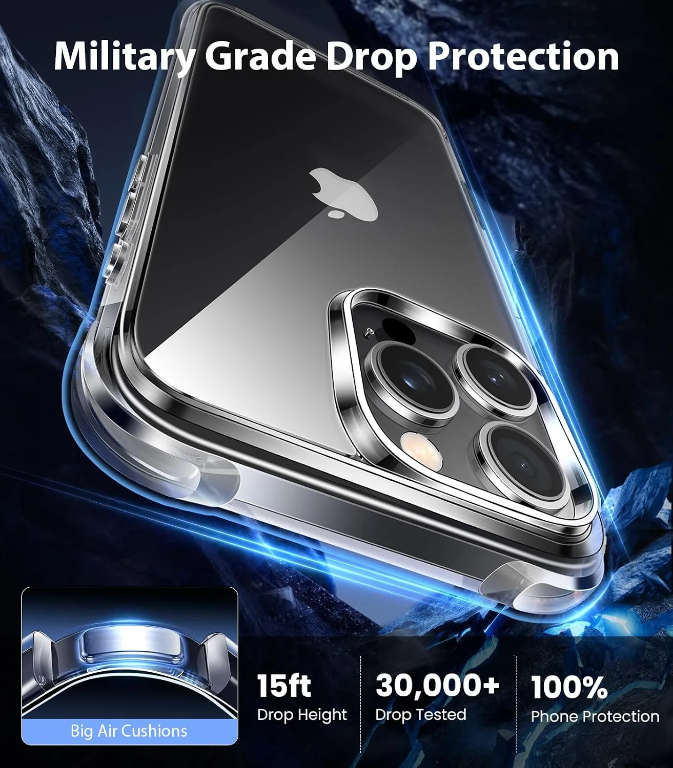 Mkeke for iPhone 16 Pro Max Case Clear [Not-Yellowing] [Military-Grade Drop Protection] Shockproof Protective Clear iPhone 16 Pro Max Case Phone Bumper case for Apple 6.9 inch 2024