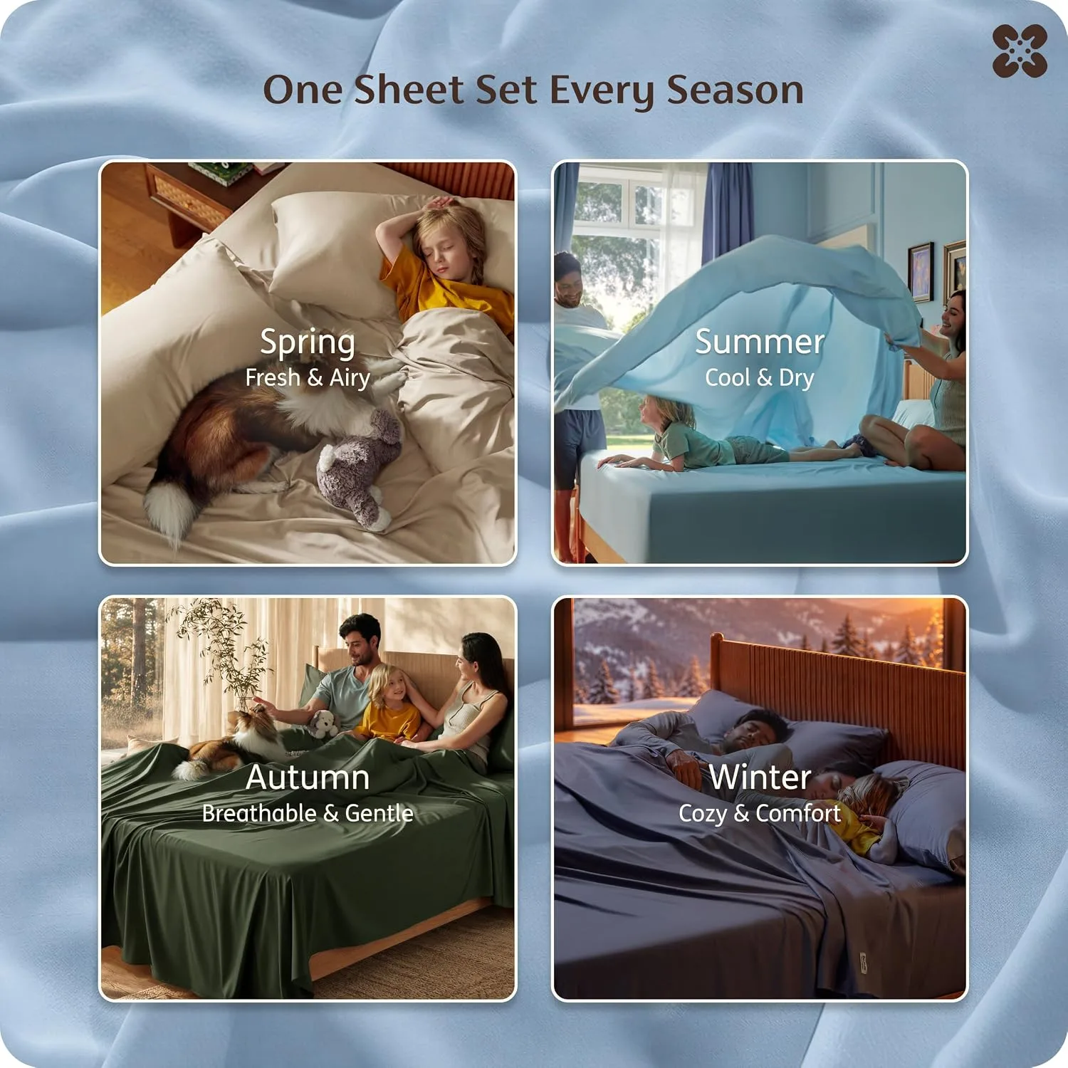 Bedsure PureWoven 100% Rayon Derived from Bamboo, Full Size Sheets, 4 PCS
