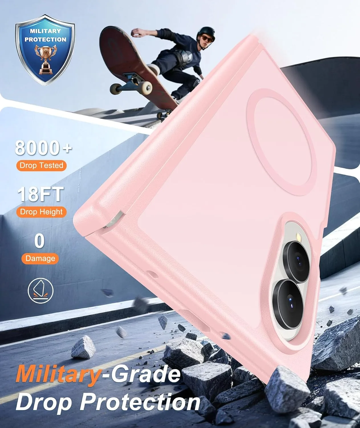 FNTCASE for Samsung Galaxy Z Fold 8 Case Fit for MagSafe Light Pink