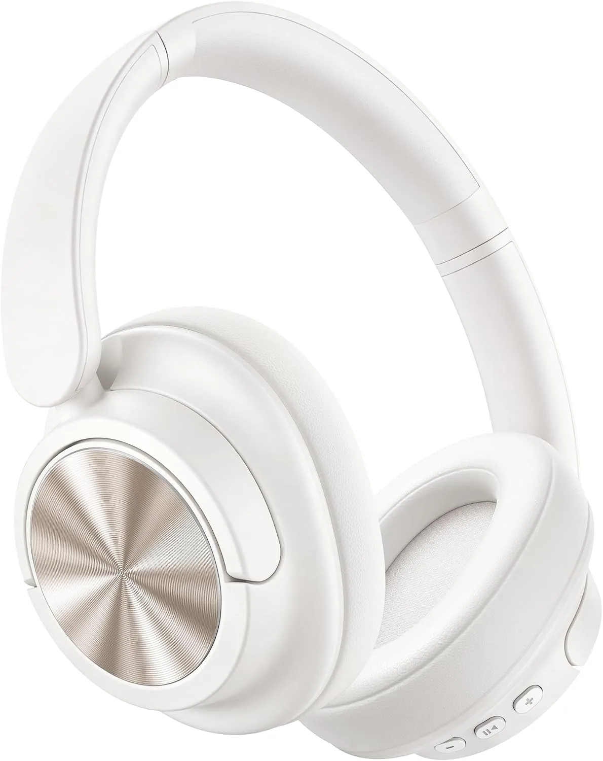 Hybrid Active Noise Cancelling Headphones 120H Playtime Wireless Headphones Bluetooth 6.0 Over Ear Headphones With 6 ENC HD Call Mic Hi-Res 360° Spatial Audio Headphone for Travel Workout Bright White