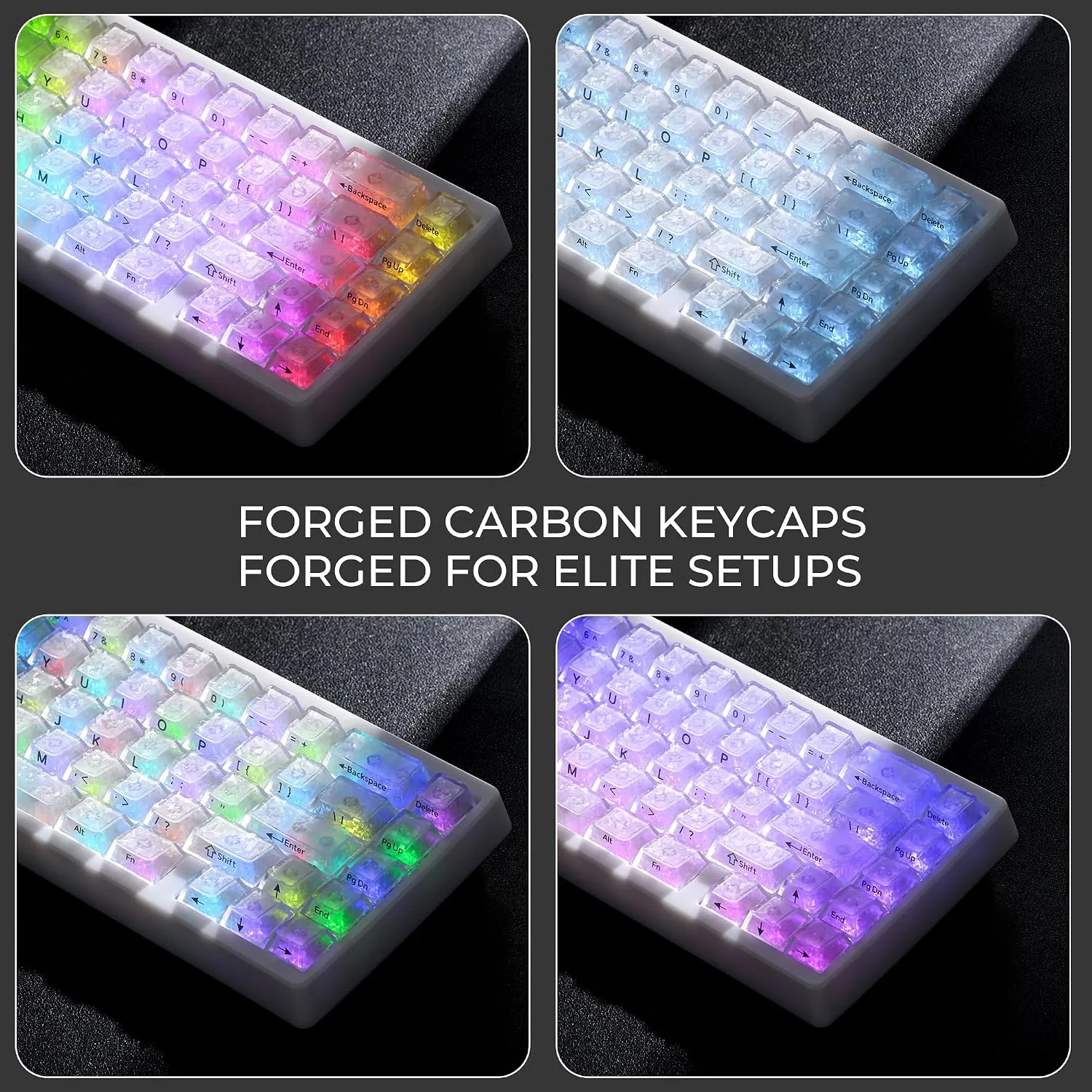 HITIME x XVX M67 JadeStone 60% Wireless Mechanical Gaming Keyboard, VIA Programmable, BT5.0/2.4G/USB-C Creamy Keyboard with Gasket, Hot Swap, RGB Backlits, NKRO for Win/Mac (White, Forged Carbon)