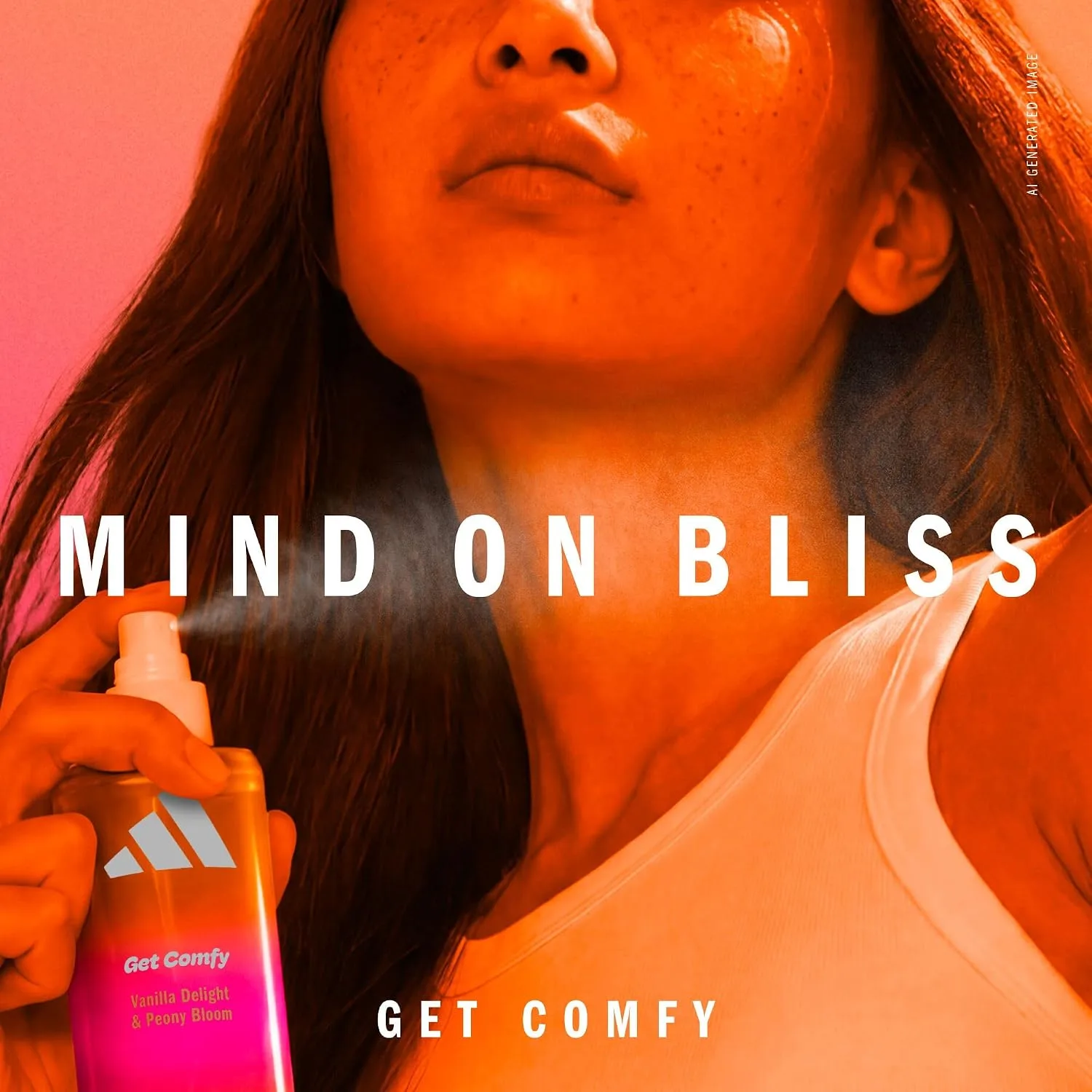 adidas Vibes Get Comfy Fragrance Hair & Body Mist for Women, Mood-Boosting, Notes of Vanilla Delight & Peony Bloom, For Any Occasion, 7.9oz
