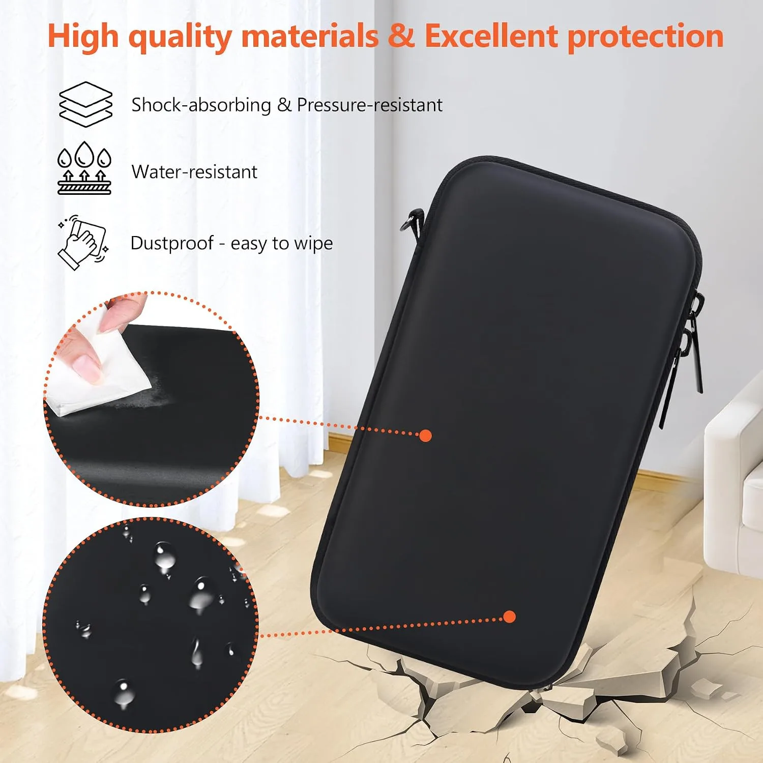 Supmay Hard Carrying Case Compatible with Nintendo DS Lite NDSL, Gameboy Advance Games Storage Holder Travel Bag with Mesh Pocket for USB Charging Cable, Stylus, Earphones, Game Cartridge, Orange