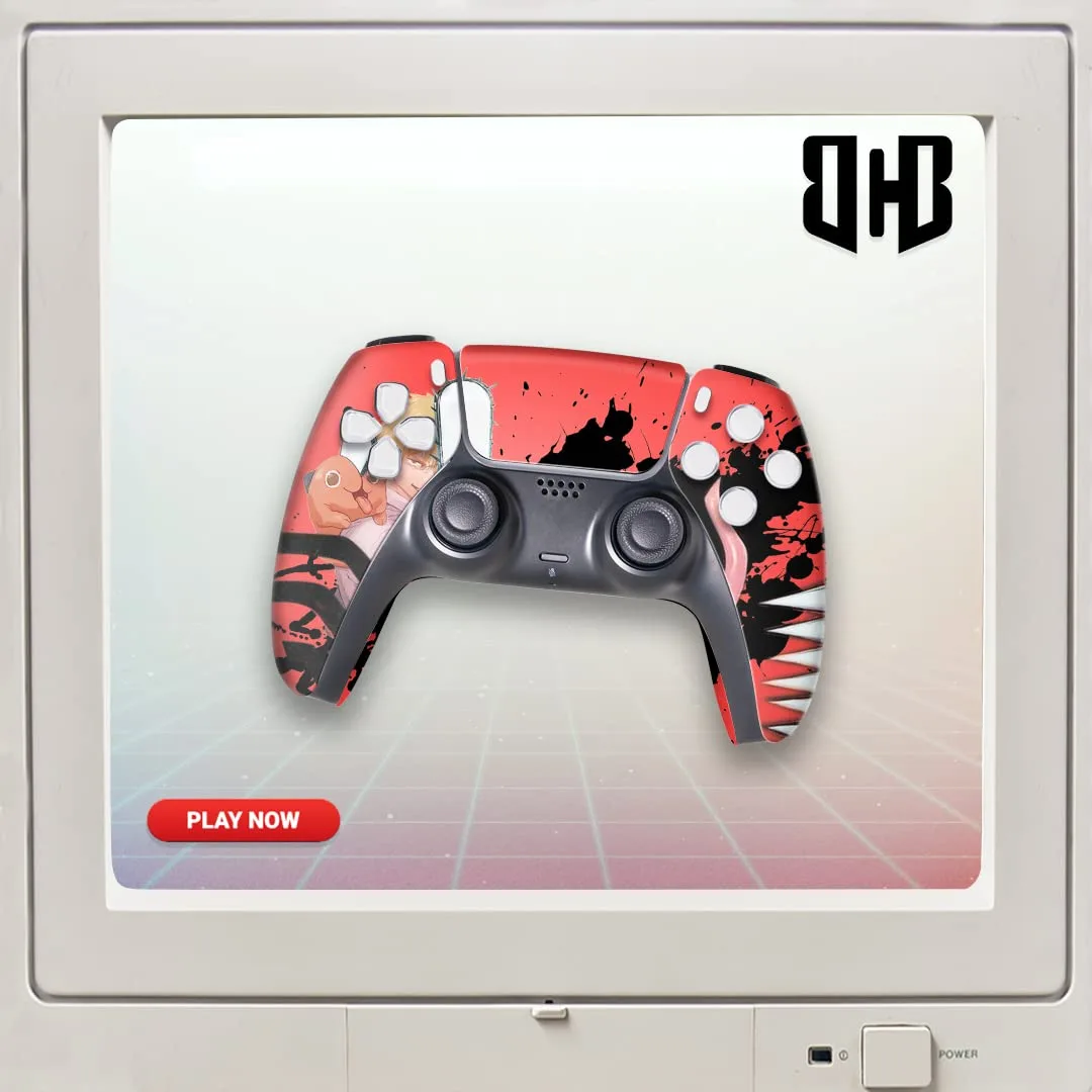 Chainsaaw Men Custom PS-5 Controller Wireless compatible with Play-Station 5 Console by BCB Controllers | Proudly Customized in USA with Permanent HYDRO-DIP Printing (NOT JUST A SKIN)