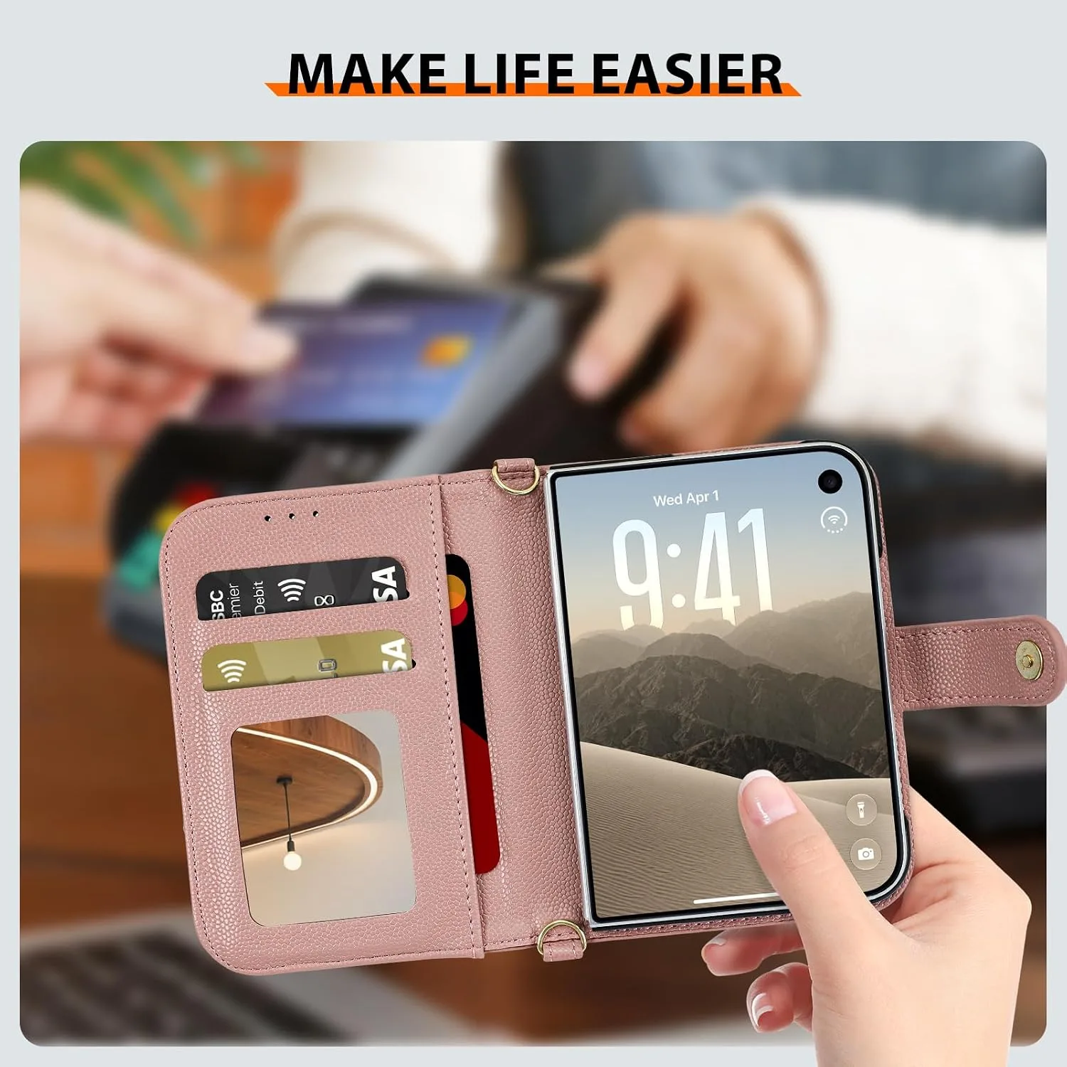 Wallet Phone Case Crafted for iPhone Duo Pink