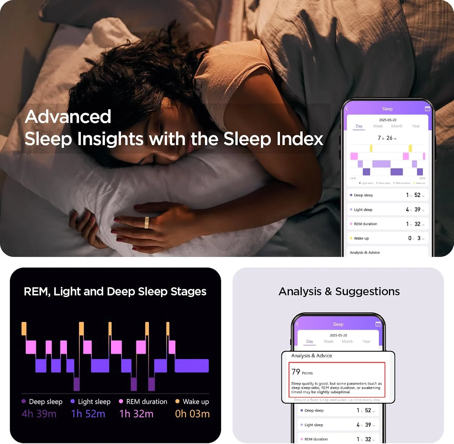 BENIO Gen2 Smart Ring for Women Men Sleep Health Fitness Tracker