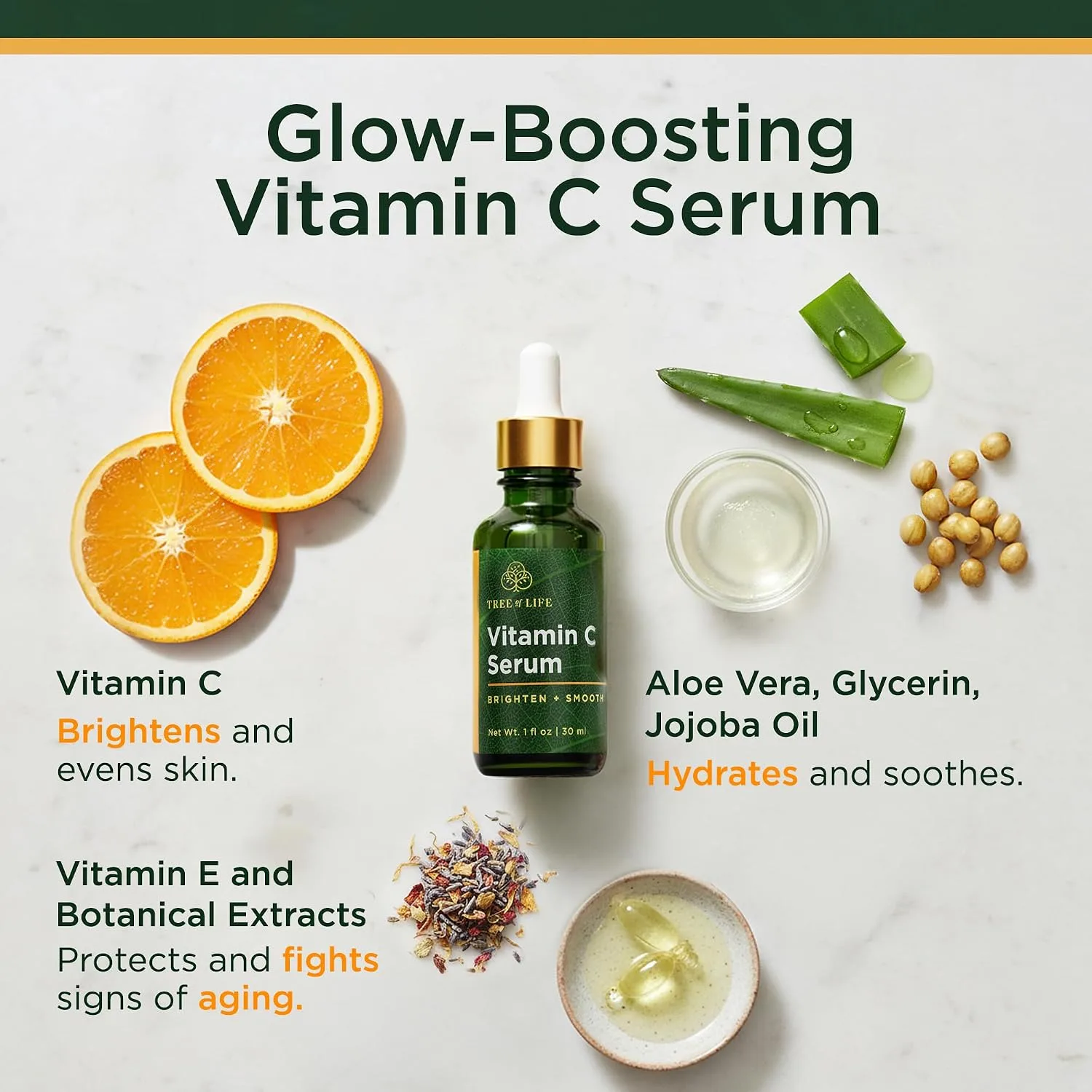 Tree of Life Vitamin C Serum for Face, Dark Spots Remover Face Oil, 2 Fl Oz