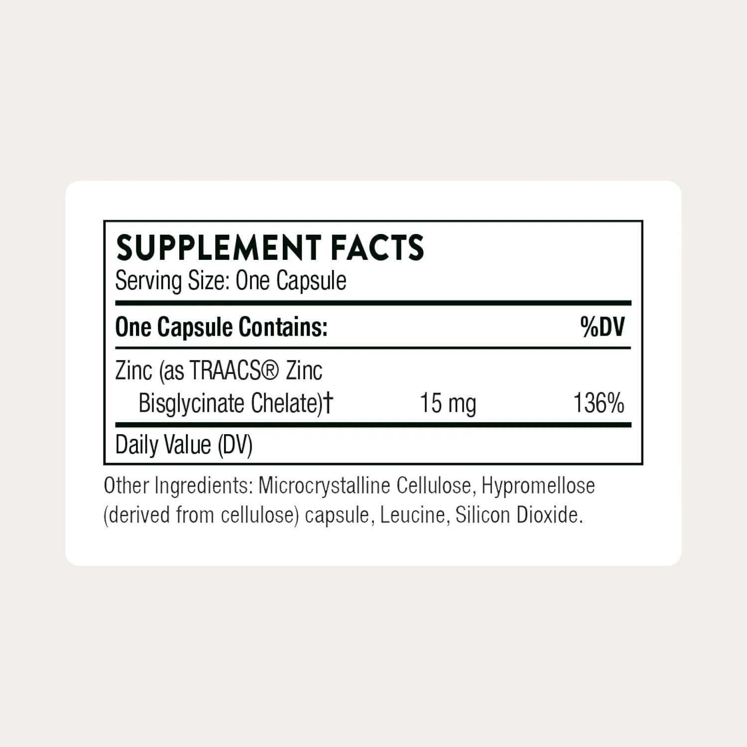 THORNE Zinc Bisglycinate 15 mg, Highly Absorbable Zinc, 60 Capsules