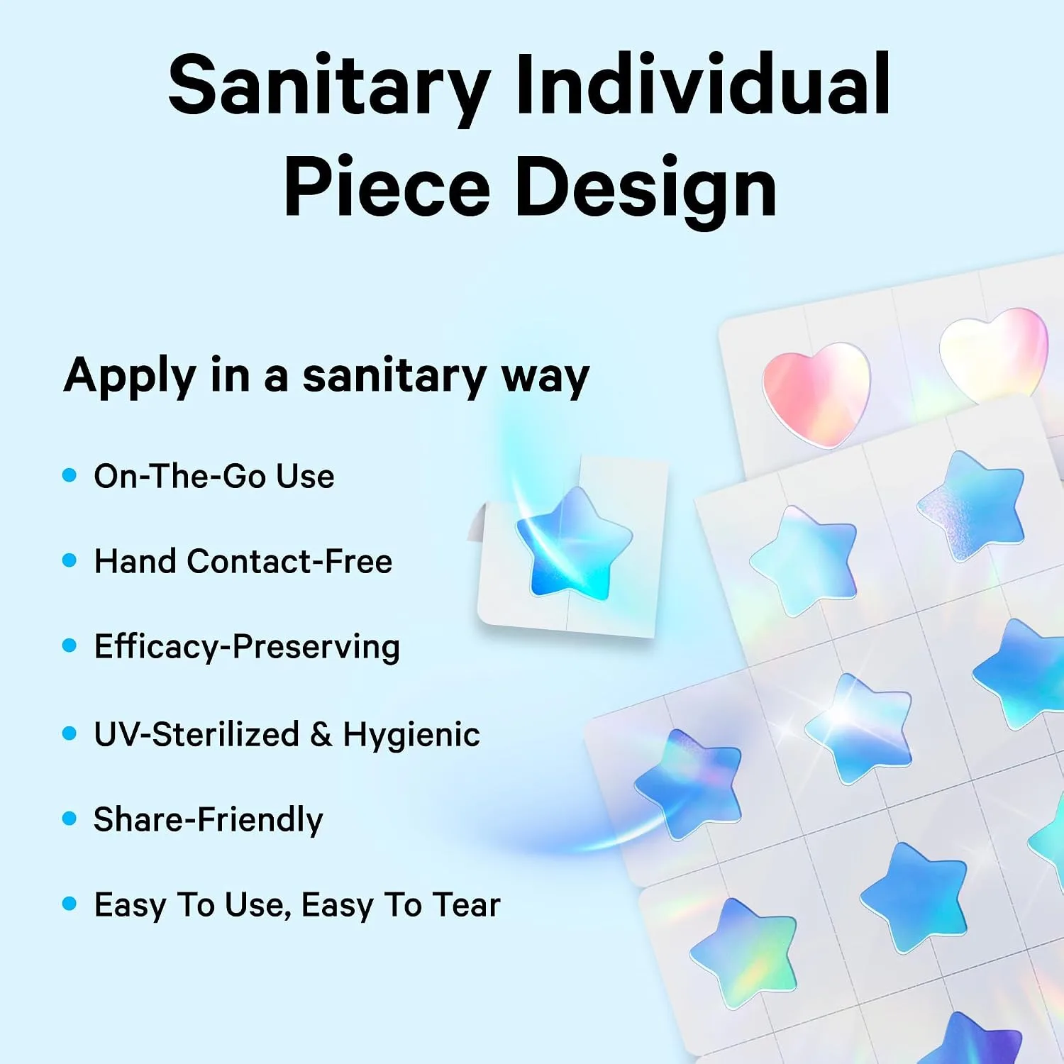 Sosky Hologram Pimple Patches for Face, Hydrocolloid Acne Patches with Salicylic Acid, Cute Star Zit Stickers,Colorful Blemish Covers,48 Count Blue Cloud Butterfly