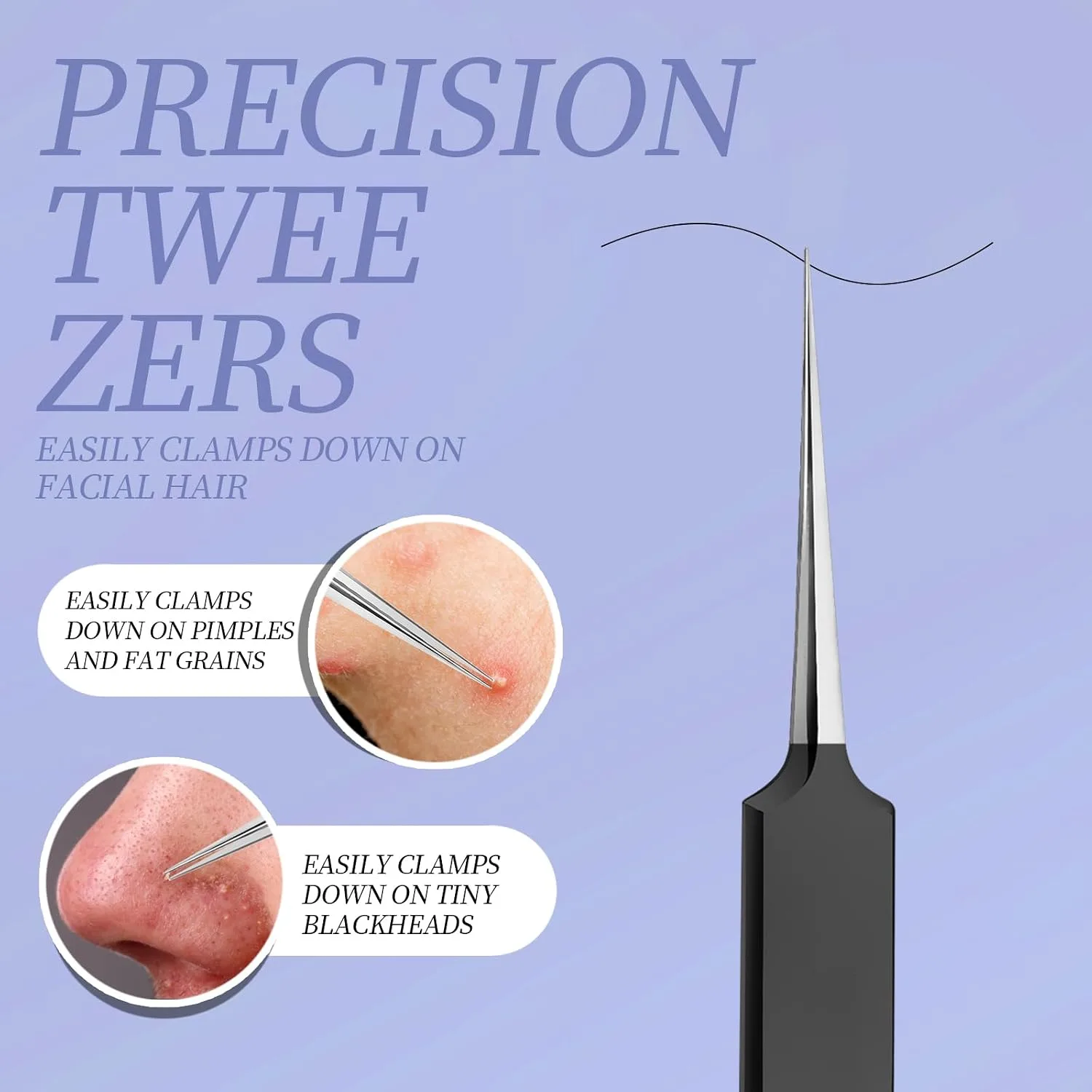Teenitor Blackhead Remover Tools, Pimple Popper Tool Kit, Ingrown Hair Tweezers, Precision Tweezers, Surgical Grade Blackhead Extractor Pimple Extractor, Black