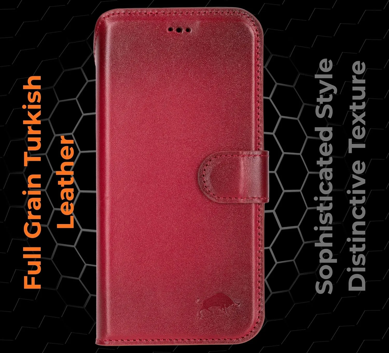 VENOULT Wallet Case for iPhone, Full Grain Genuine Turkish Leather, Magnetic Detachable, RFID 4 Card Slots, Business Style, Compatible with MagSafe (Cranberry, iPhone 17 Pro MAX)
