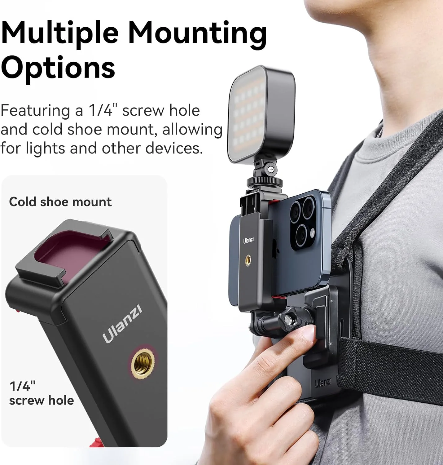ULANZI CM028 Adjustable Chest Mount Harness for Action Camera Phone