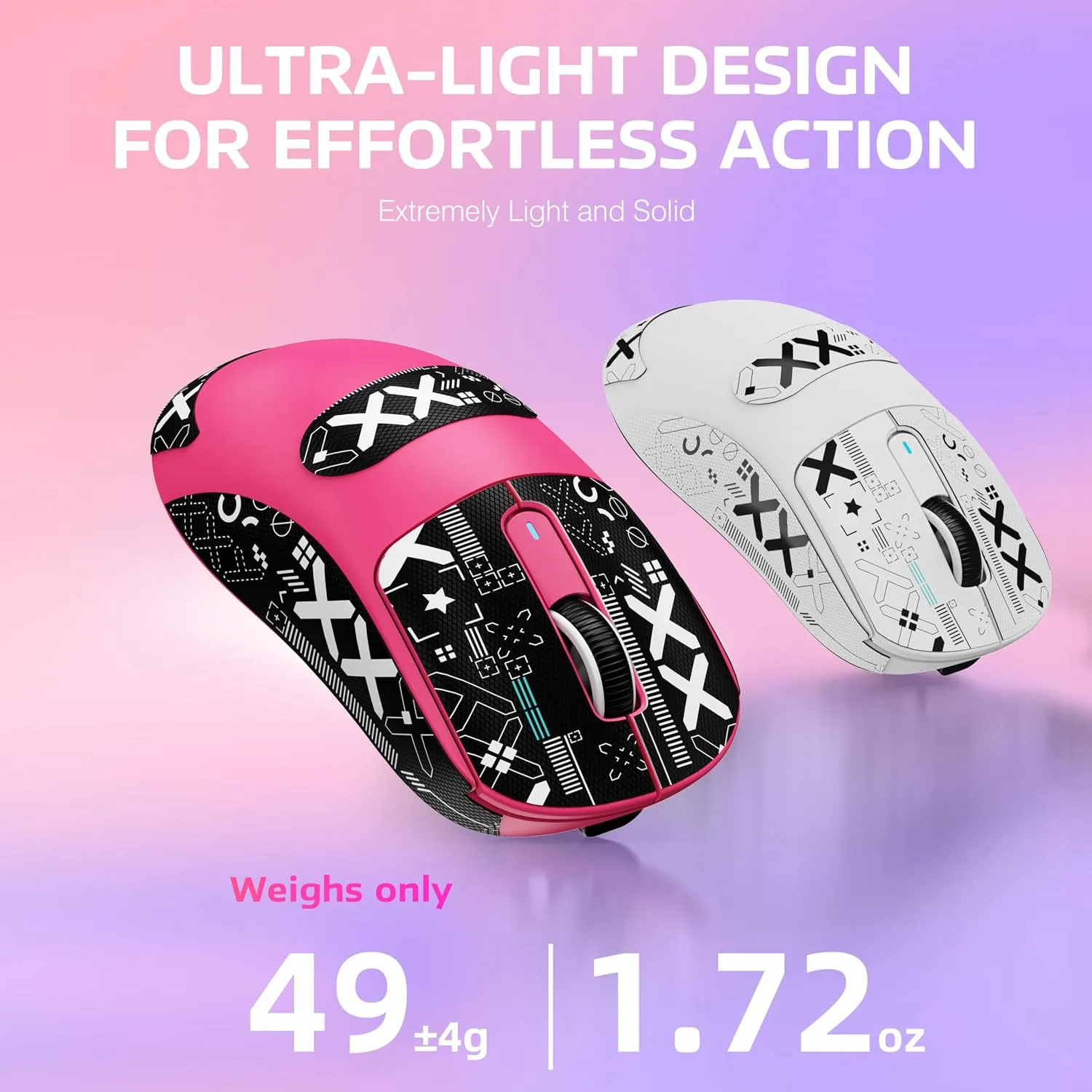 ATTACK SHARK X3 49g Lightweight Wireless Gaming Mouse, Berry&Tape
