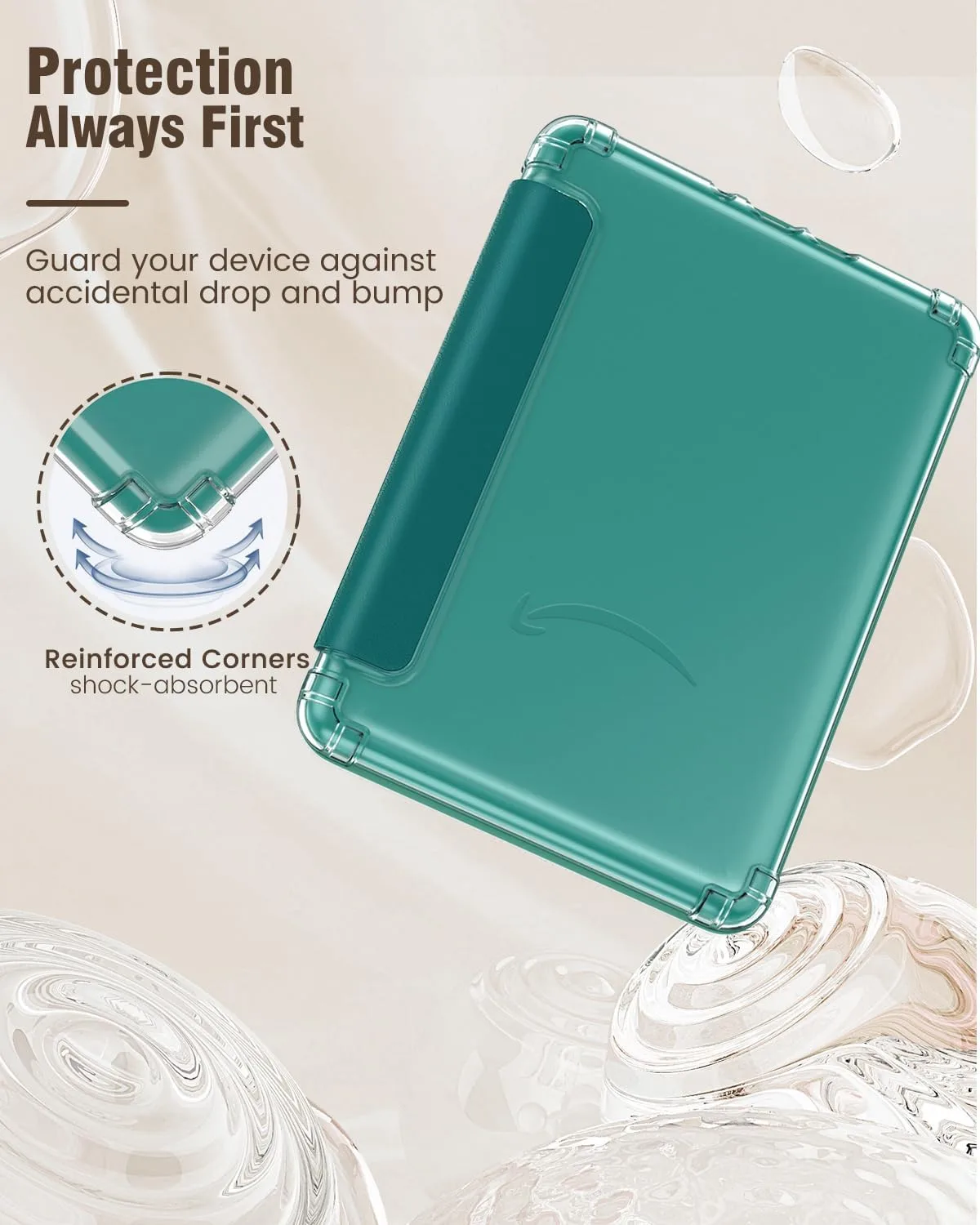 MoKo Case for 7" Kindle Paperwhite 12th Generation 2025/2026 & Kindle Colorsoft 2024/2025,Glitter Clear Kindle Case, Flexible Clear Soft TPU Back Cover Light Shell with Auto Wake/Sleep, Jade Green