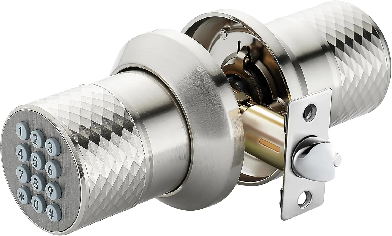 Buoan Electronic Keypad Door Knob, Keyless Entry Door Lock, Nickel