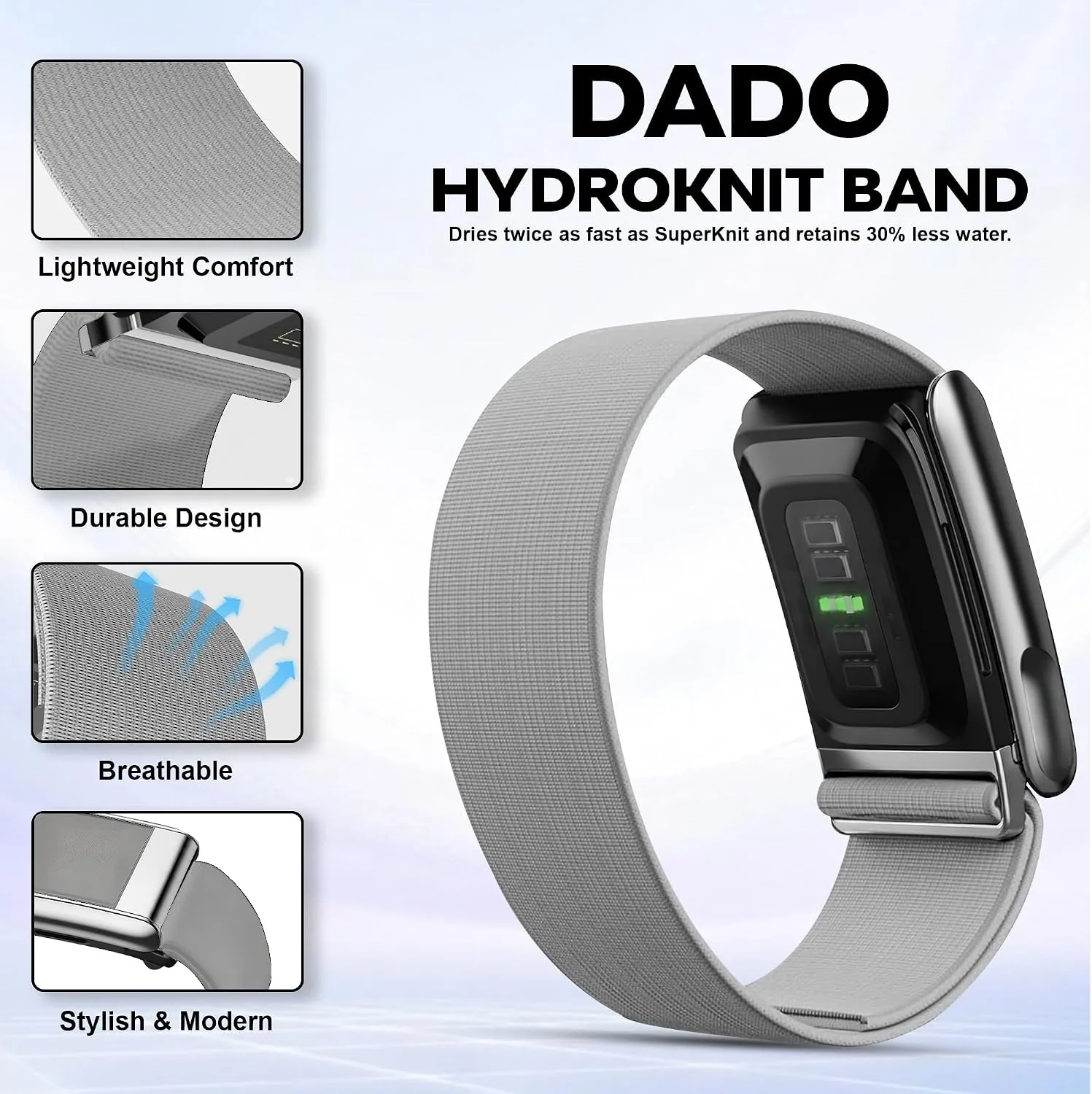 DADO HydroKnit Waterproof Nylon Sport Band Compatible with WHOOP 5.0, One, Peak, and Life | Elastic, Fast-Drying, Water-Resistant, and Comfortable Strap for Active Lifestyles